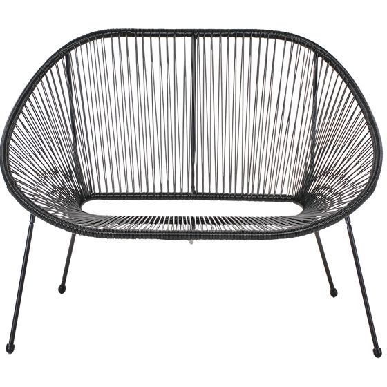 Havebænk ACAPULCO II 113 cm PE-rattan Sort
