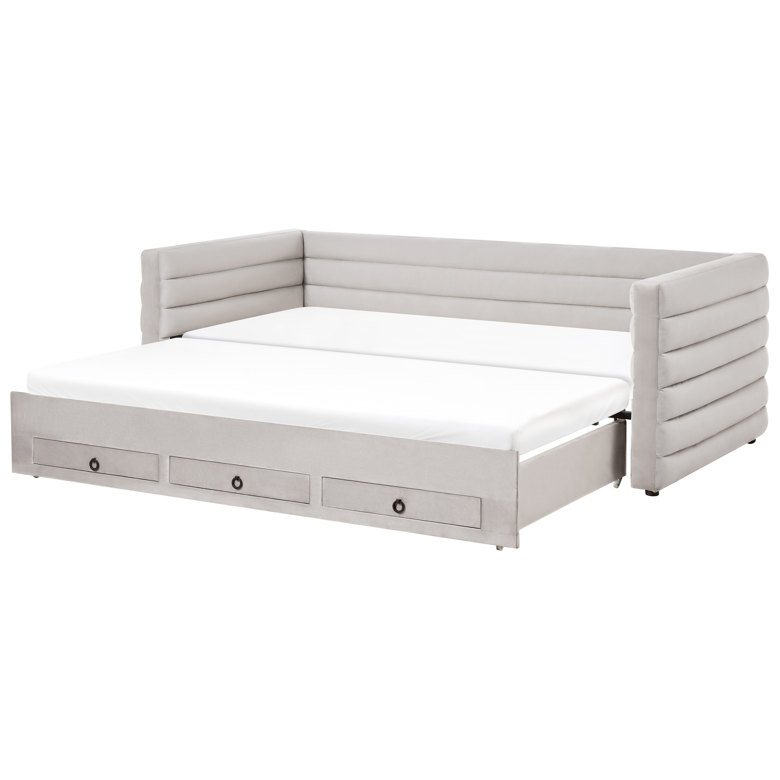 Daybed med opbevaring Velour MEUDON 90 x 200 cm Grå