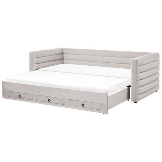 Daybed med opbevaring Velour MEUDON 90 x 200 cm Grå