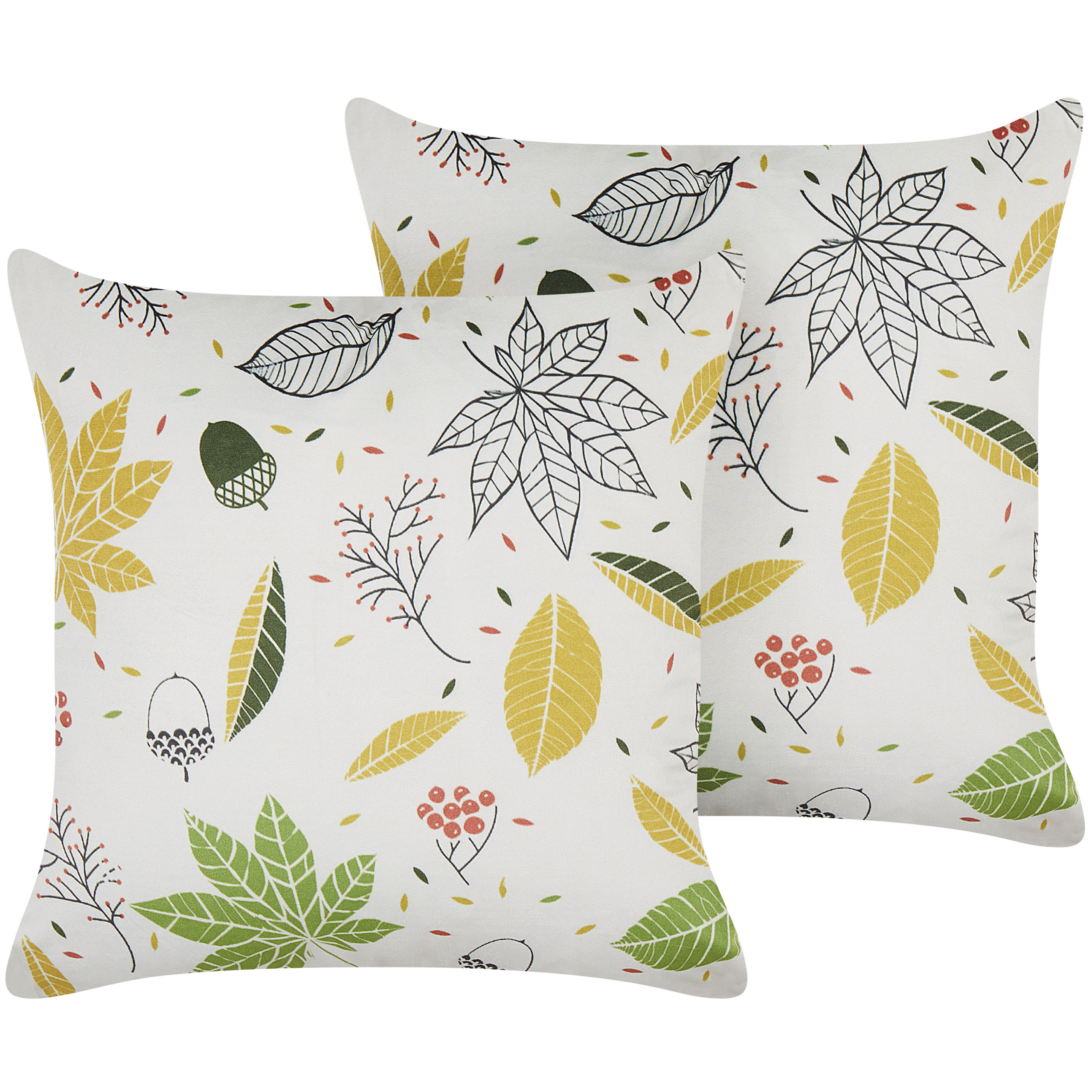 Sæt af 2 pyntepuder MULLEIN 45 x 45 cm Velour Multifarvet Plante mønster