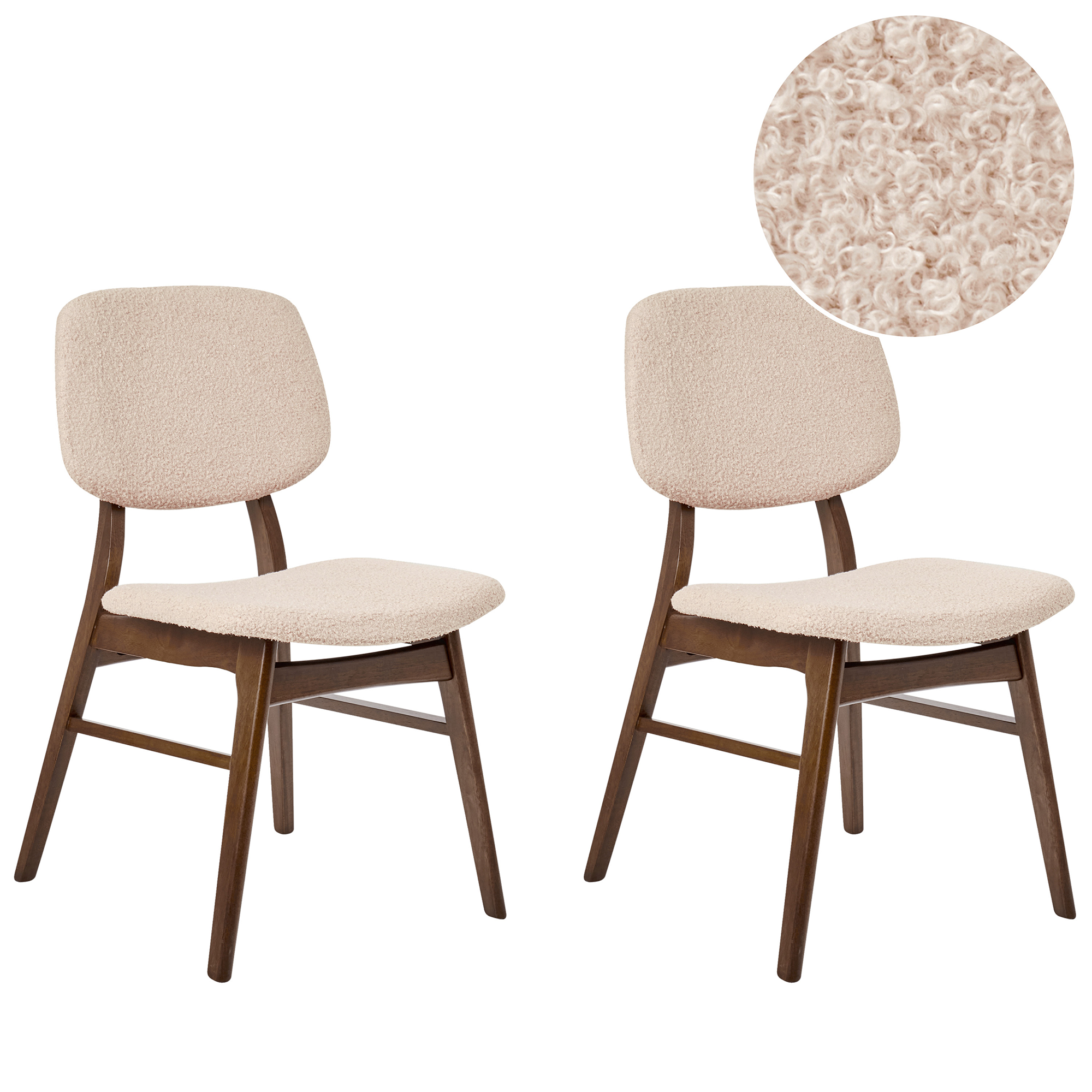 Sæt med 2 spisebordsstole ELAINE Boucle Mørkebrun/beige