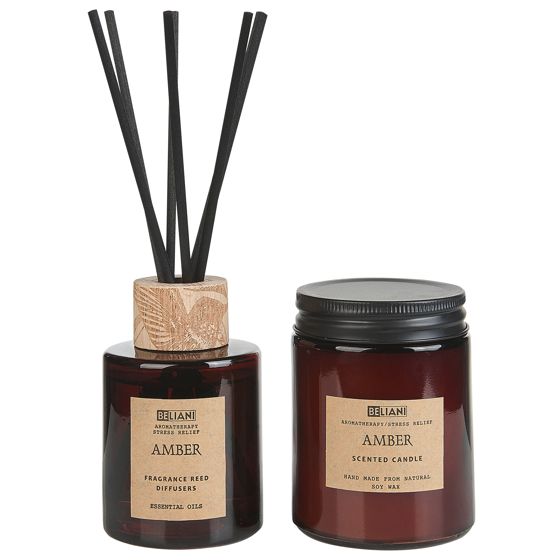 Duftlys med duftpinde DARK ELEGANCE 9 cm Brun