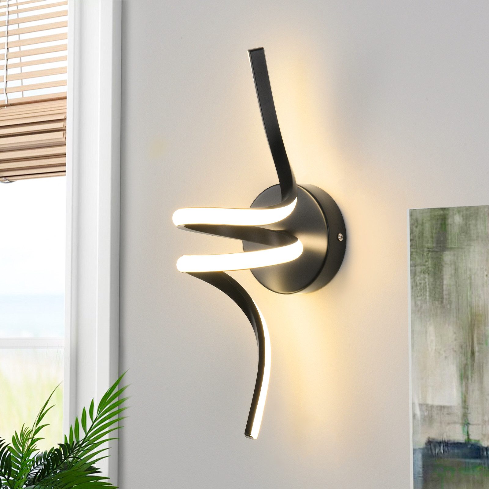 NETTLIFE moderne sort 7 W LED-væglampe til trapper, varm hvid, 3000 K