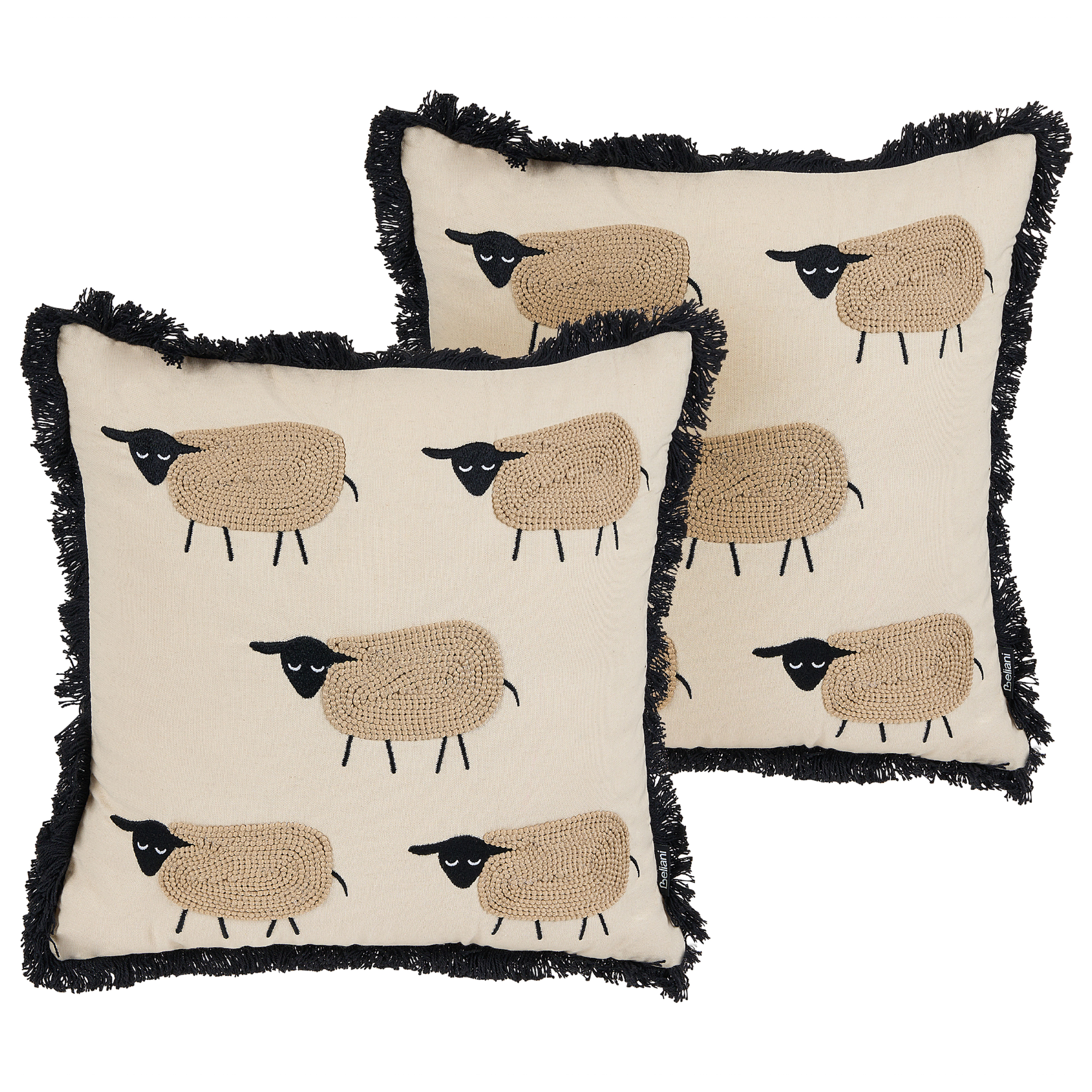 Sæt af 2 pyntepuder BANNU 45 x 45 cm Boucle Beige