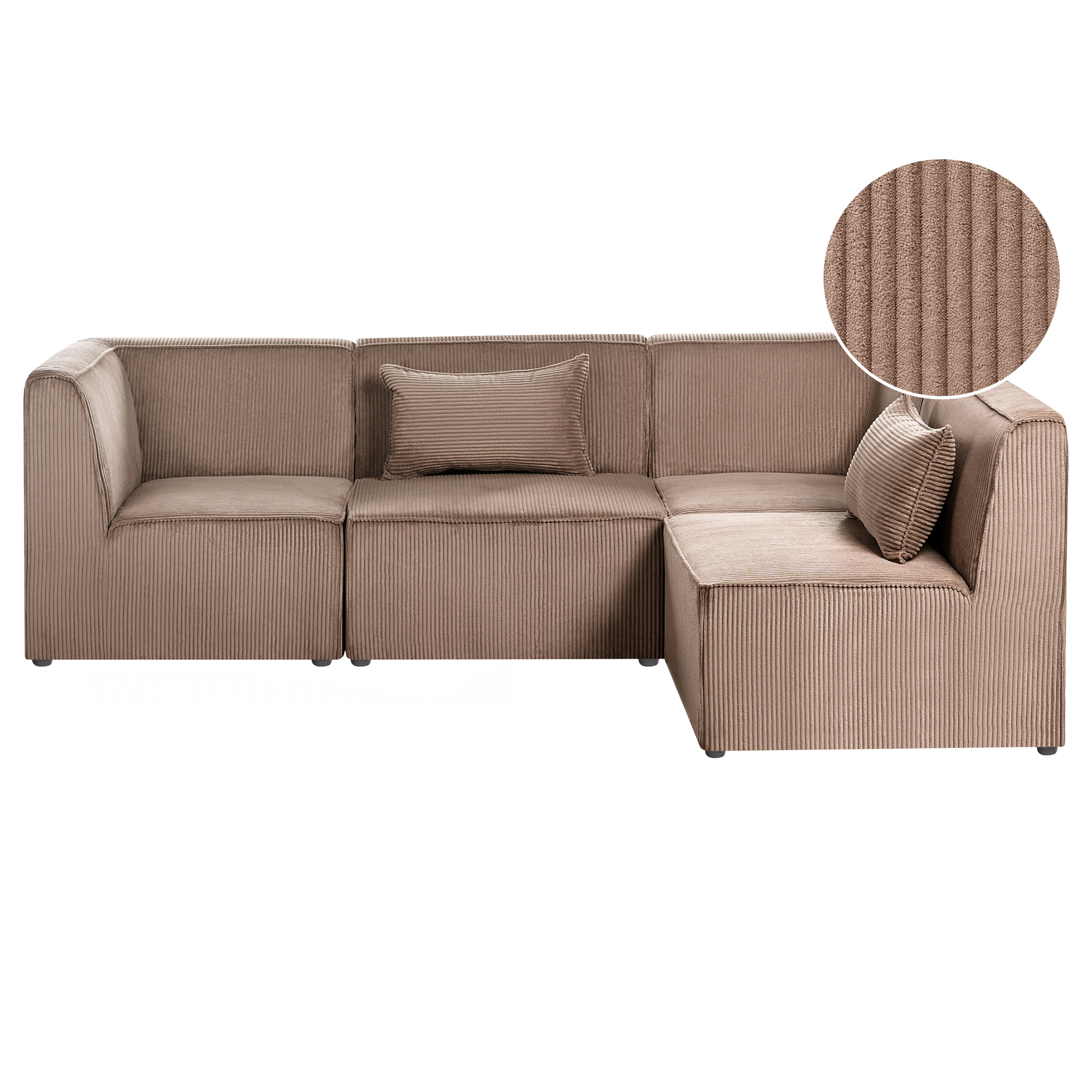 Hjørnesofa modul 4 personers LEMVIG Fløjl Mørk beige Venstrevendt