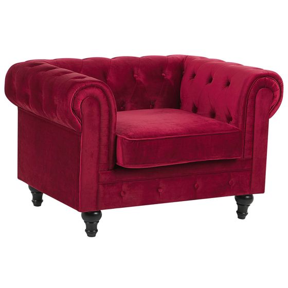 Lænestol CHESTERFIELD Velour Bordeaux