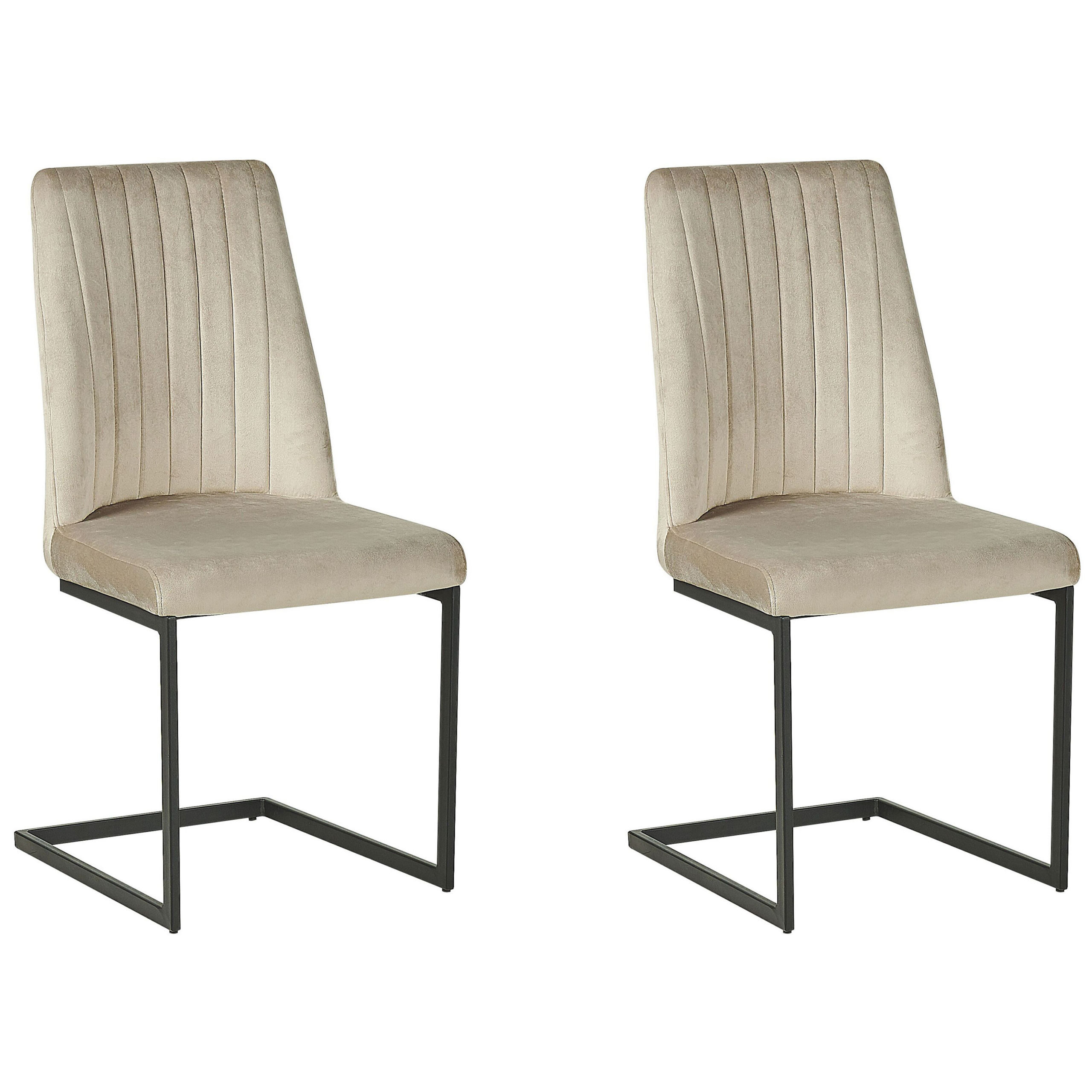 Sæt med 2 spisebordsstole LAVONIA Velour Brungrå
