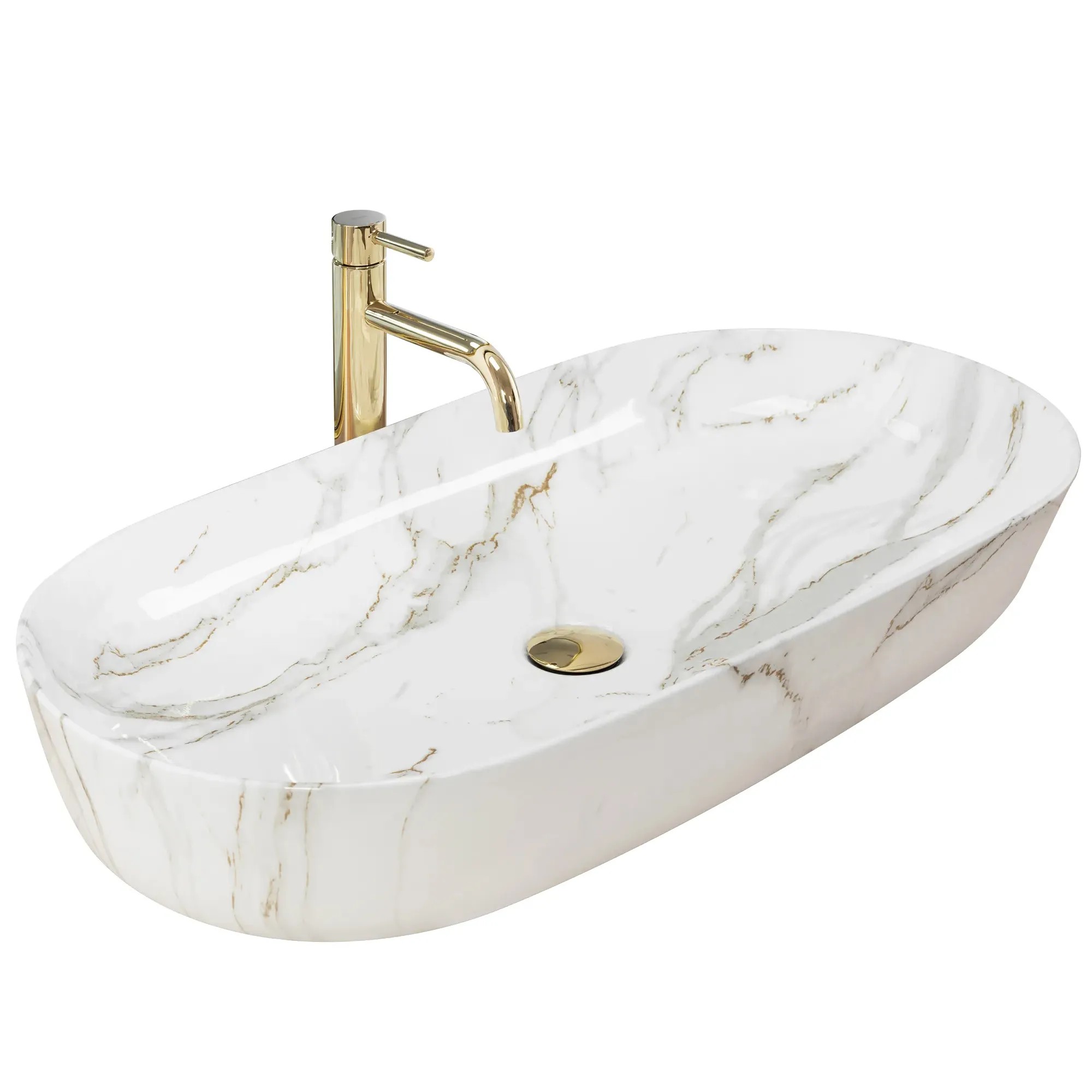 REA bordmonteret håndvask CLEO 81 SHINY AIAX Hvid, 81x41x13,5cm