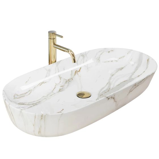 REA bordmonteret håndvask CLEO 81 SHINY AIAX Hvid, 81x41x13,5cm