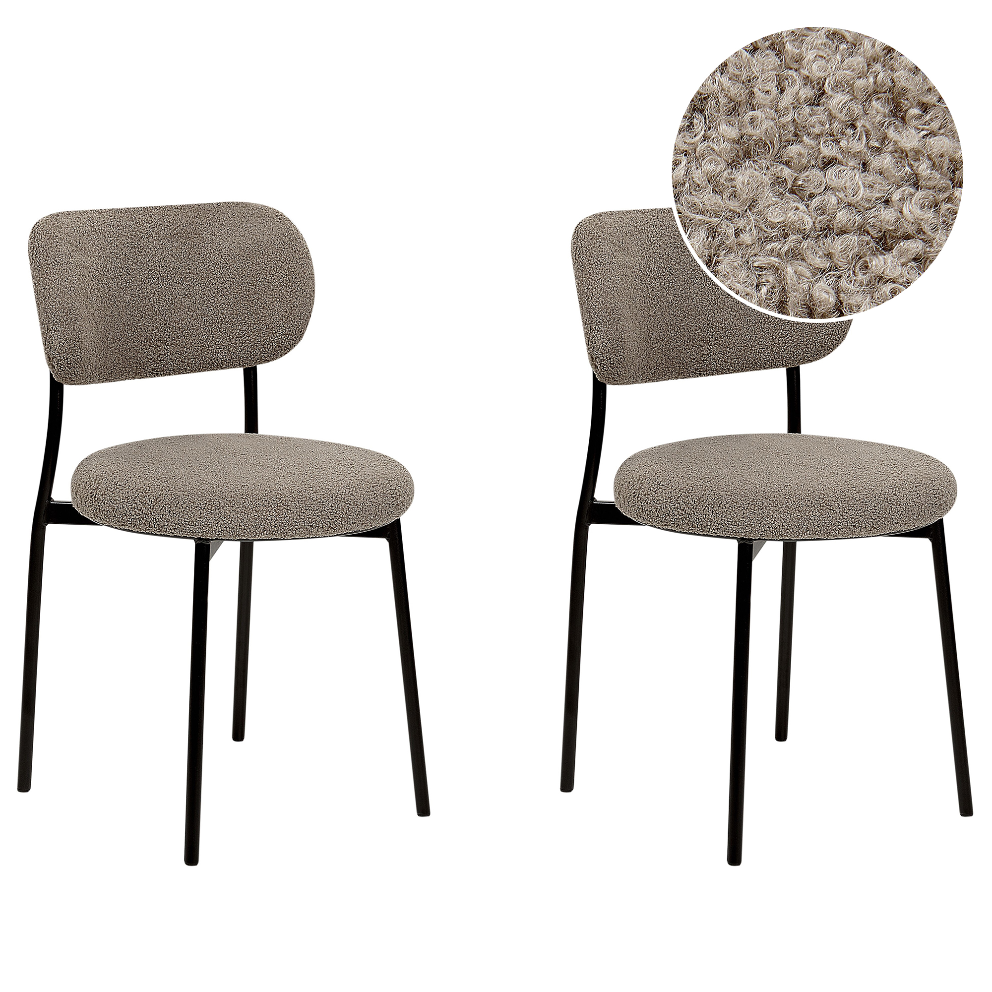 Sæt med 2 spisebordsstole CASEY Boucle Brungrå