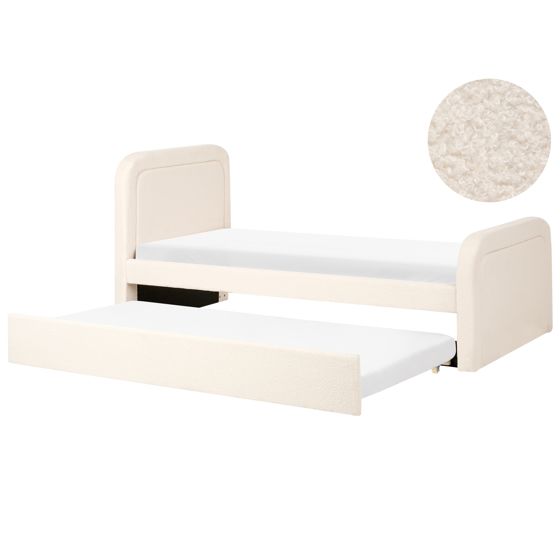 Udtræksseng Boucle RAYSSAC 90 x 200 cm Lys Beige