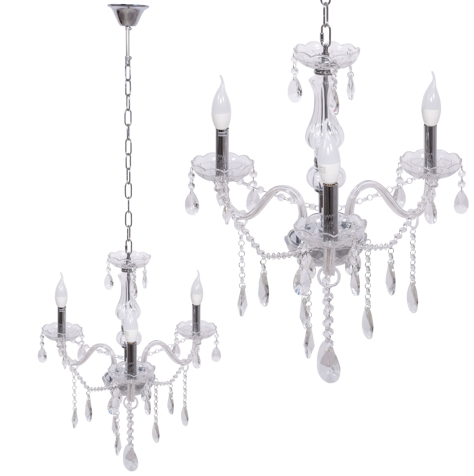 TOOLIGHT hængende loftlampe 300752 3 Gennemsigtig 60x60x125cm