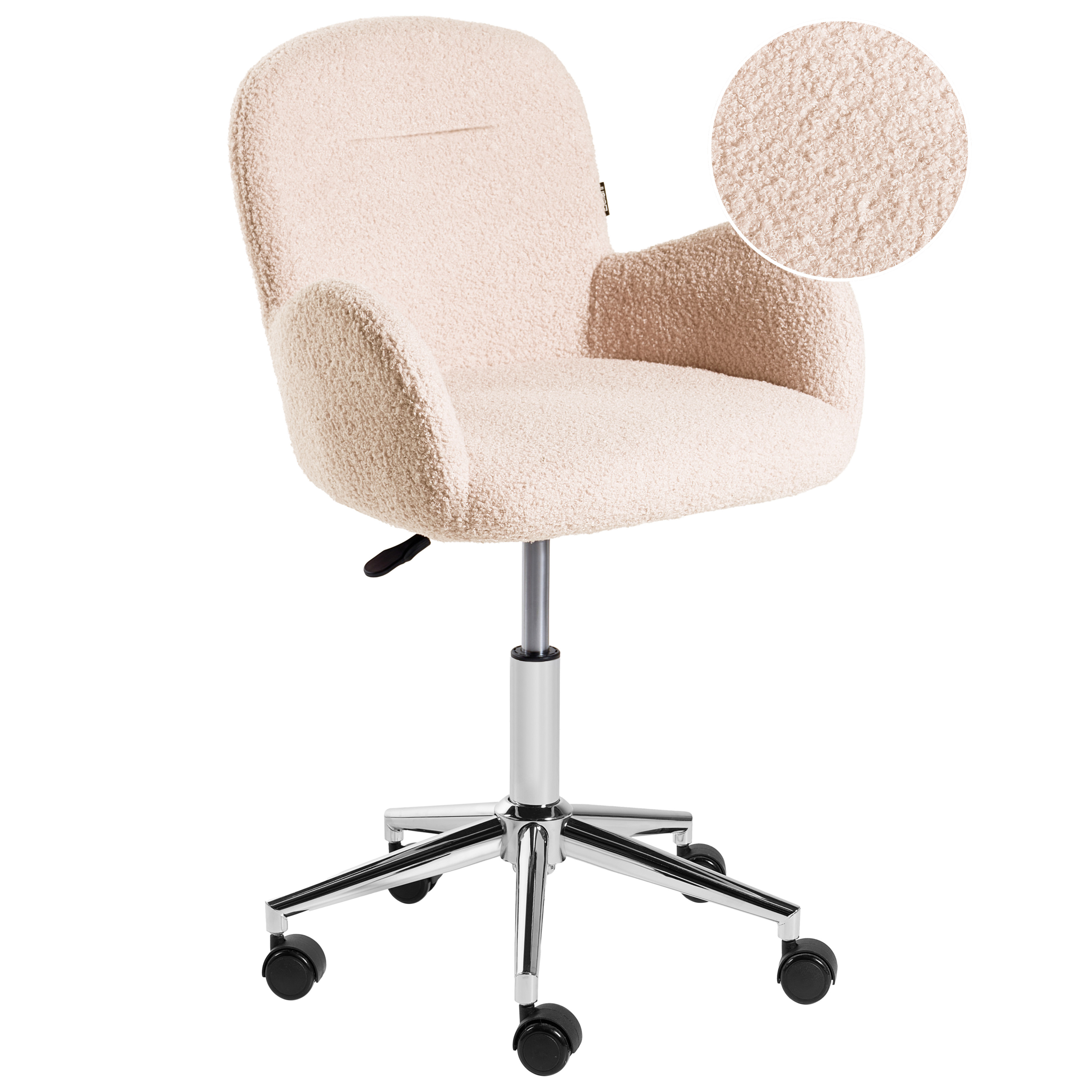 Skrivebordsstol PRIDDY Boucle Lys Beige