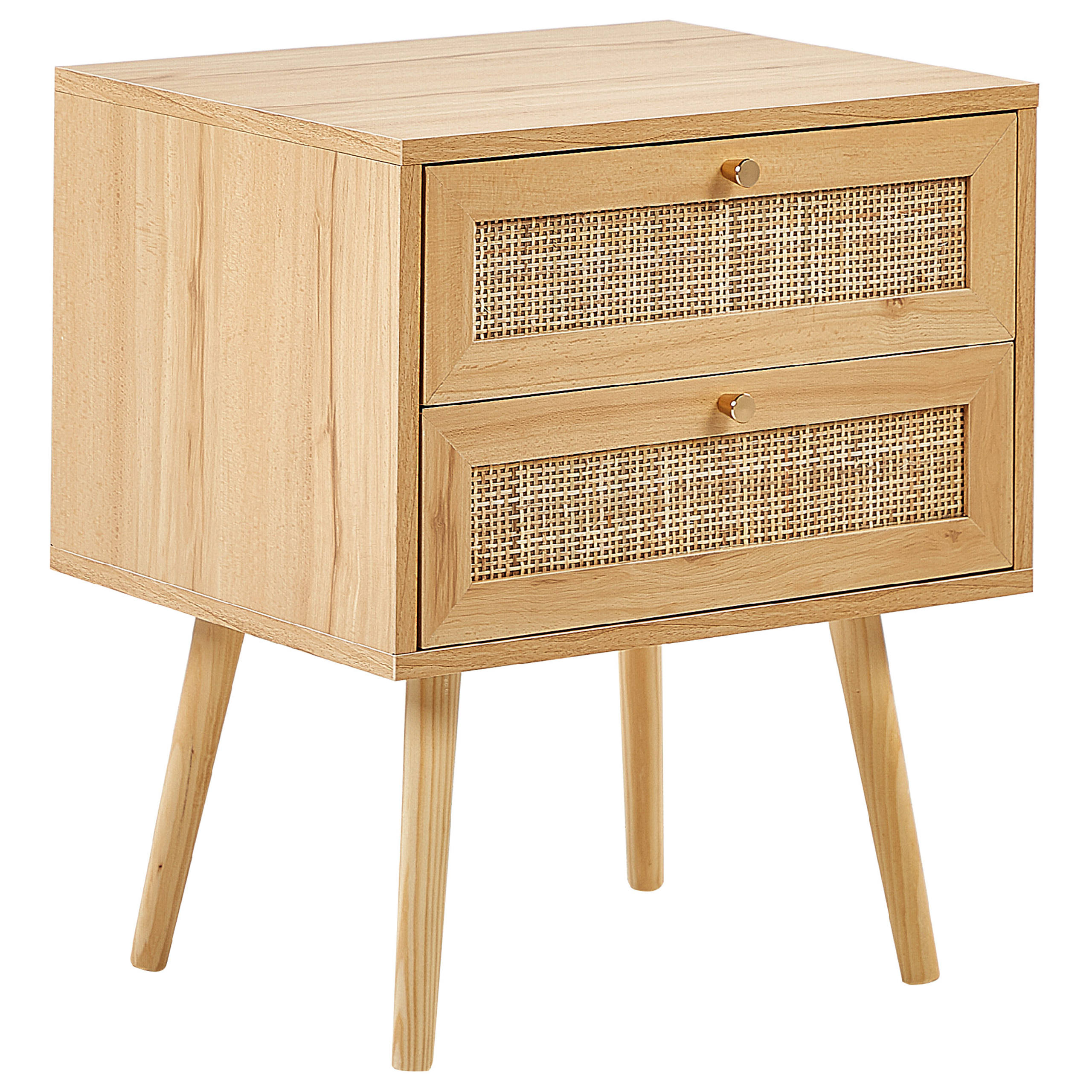 Natbord med 2 skuffer PEROTE Rattan Lysebrun