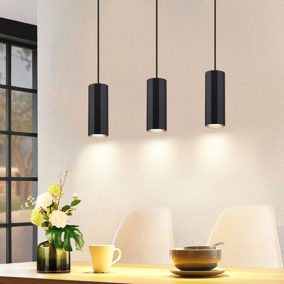 NETTLIFE Sort, metal, pendellampe, diameter, 44 cm, GU10, 3 lamper, moderne, industriel stil, til stuen