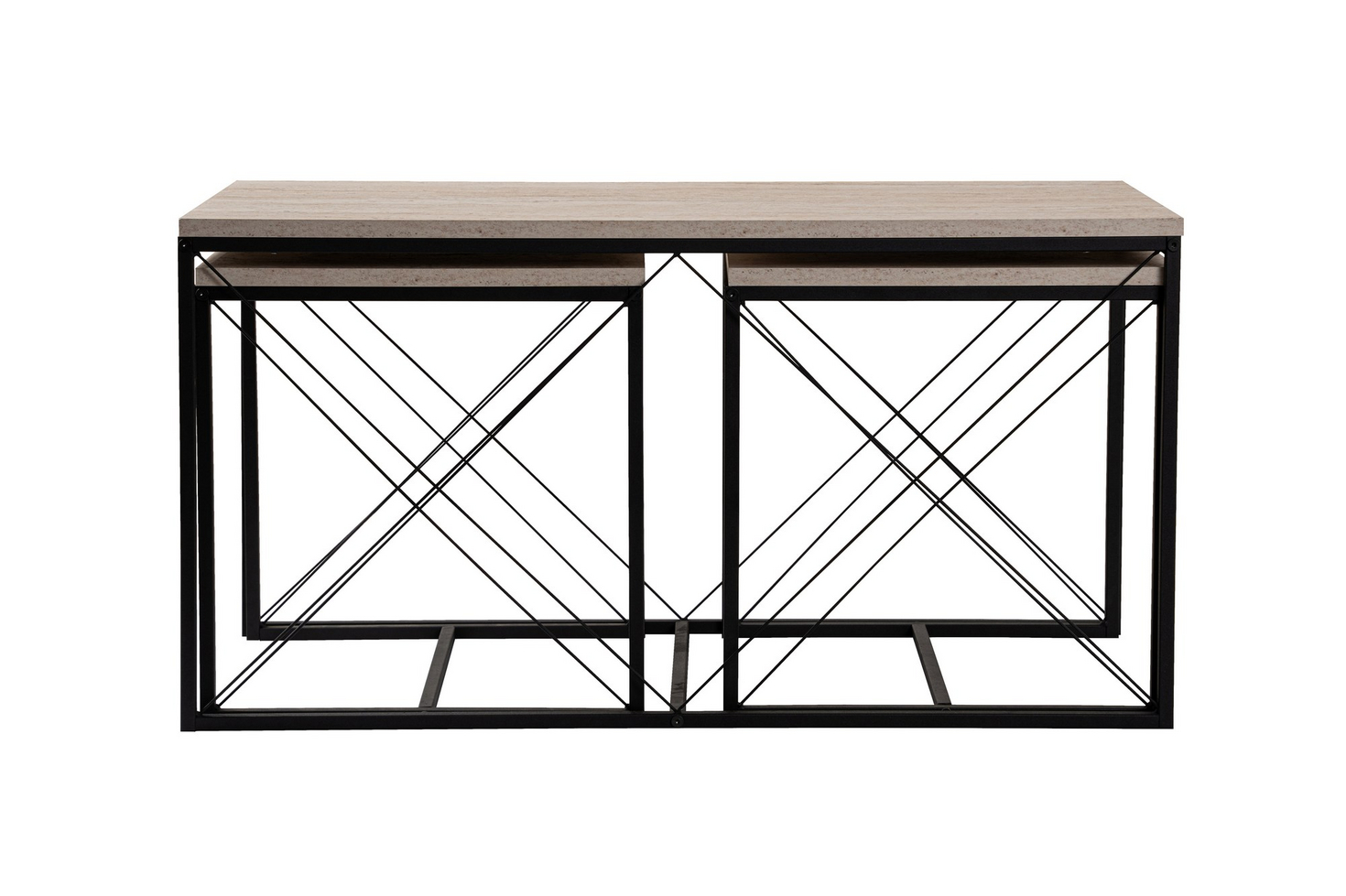 Norda Design Moderne sofabordssæt (3 dele), 100x50 cm | 100% melaminbelagt, metalben