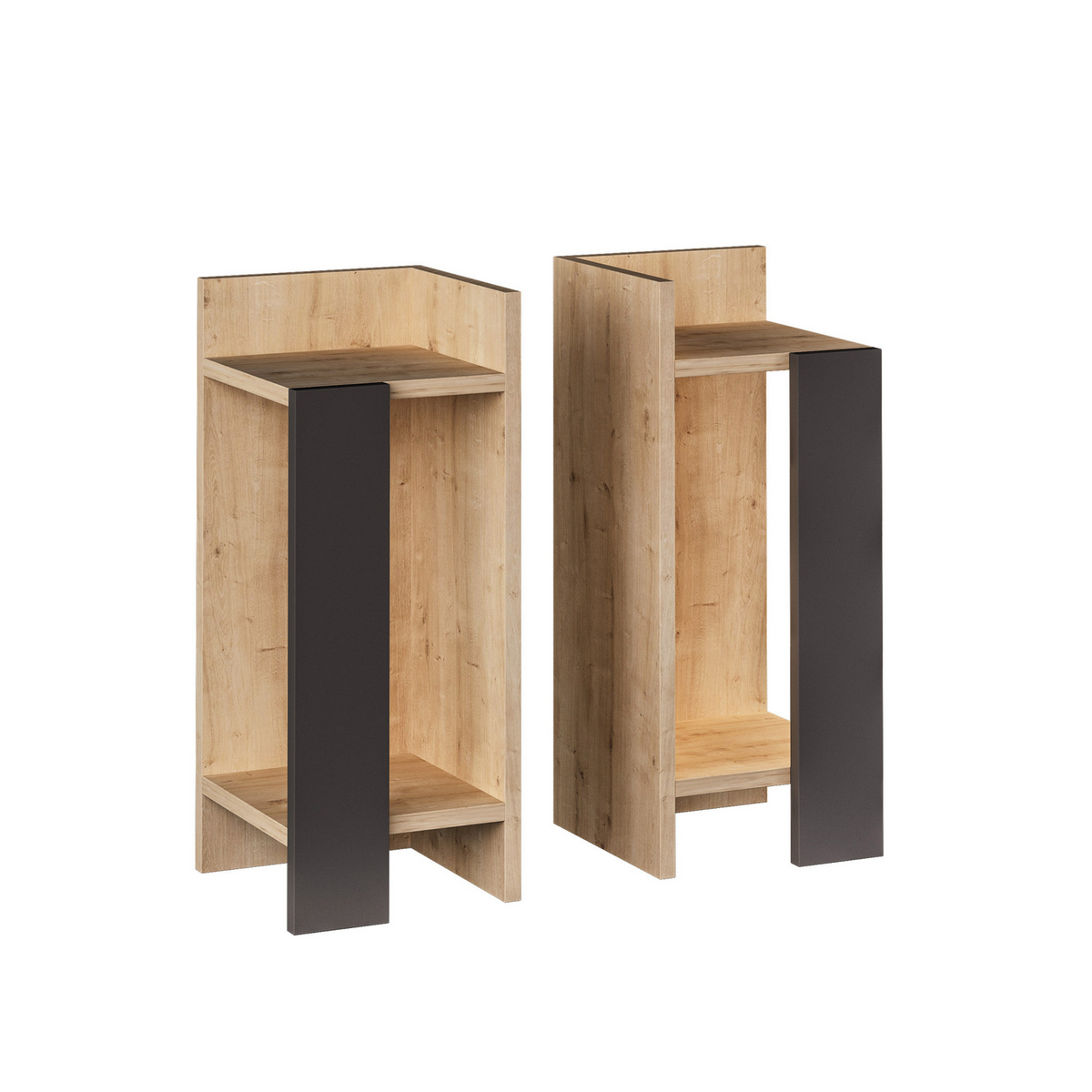 Norda Design Moderne natbord (2 dele), 25 x 60 x 27 cm | 100% melaminbelagt, 18 mm tyk | stilfuldt og funktionelt til ethvert soveværelse