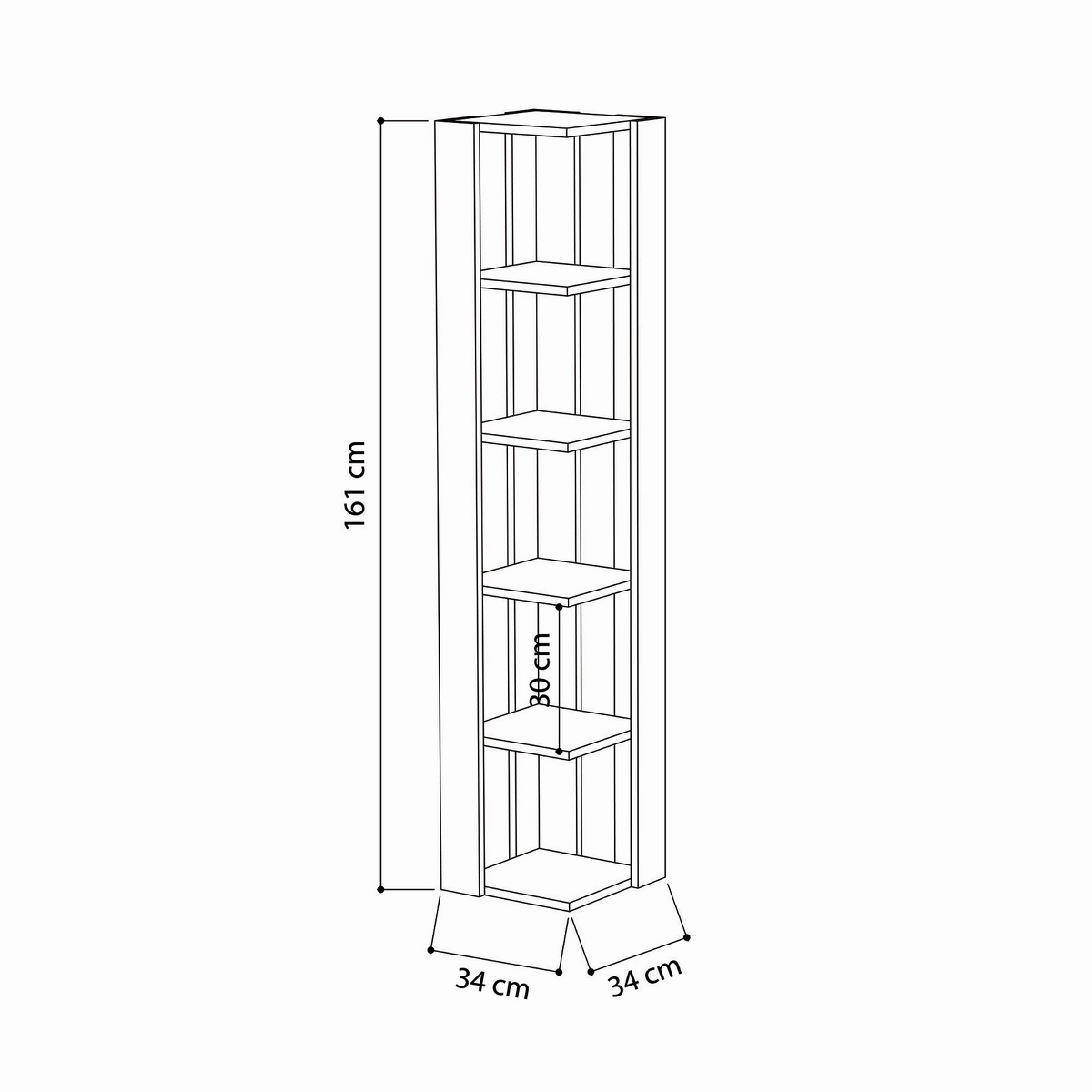 Norda Design Bogreol Nati Corner 31.8 x 31.8 x 160.8 cm