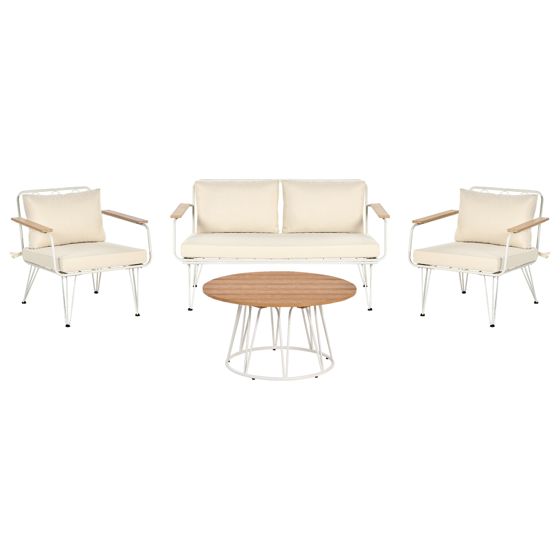 Loungesæt med bord 4 personers MONTESILVANO Metal Lys Beige