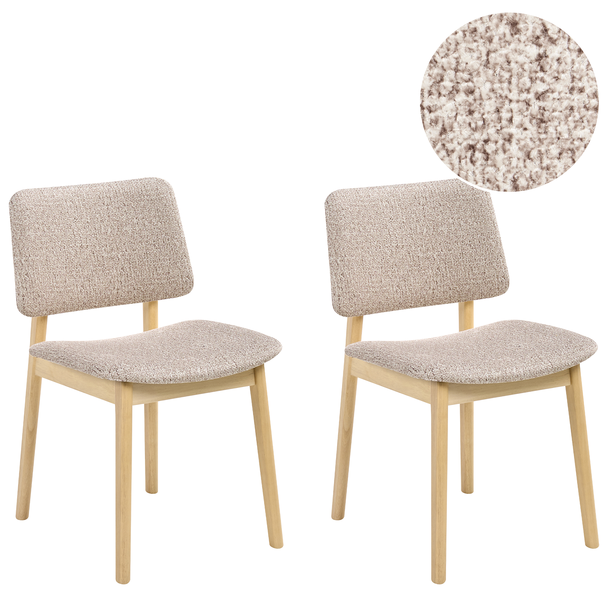 Sæt med 2 spisebordsstole BLANE Boucle Lysebrun/taupe