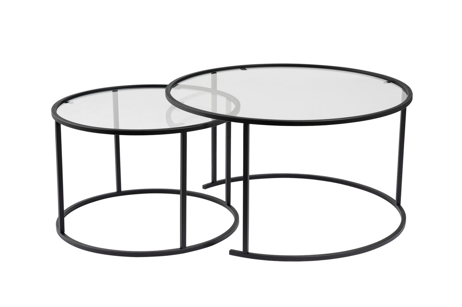 Norda Design Moderne sofabordssæt (2 dele), hærdet glas og metalramme | stilfuldt industrielt design, perfekt til stuen