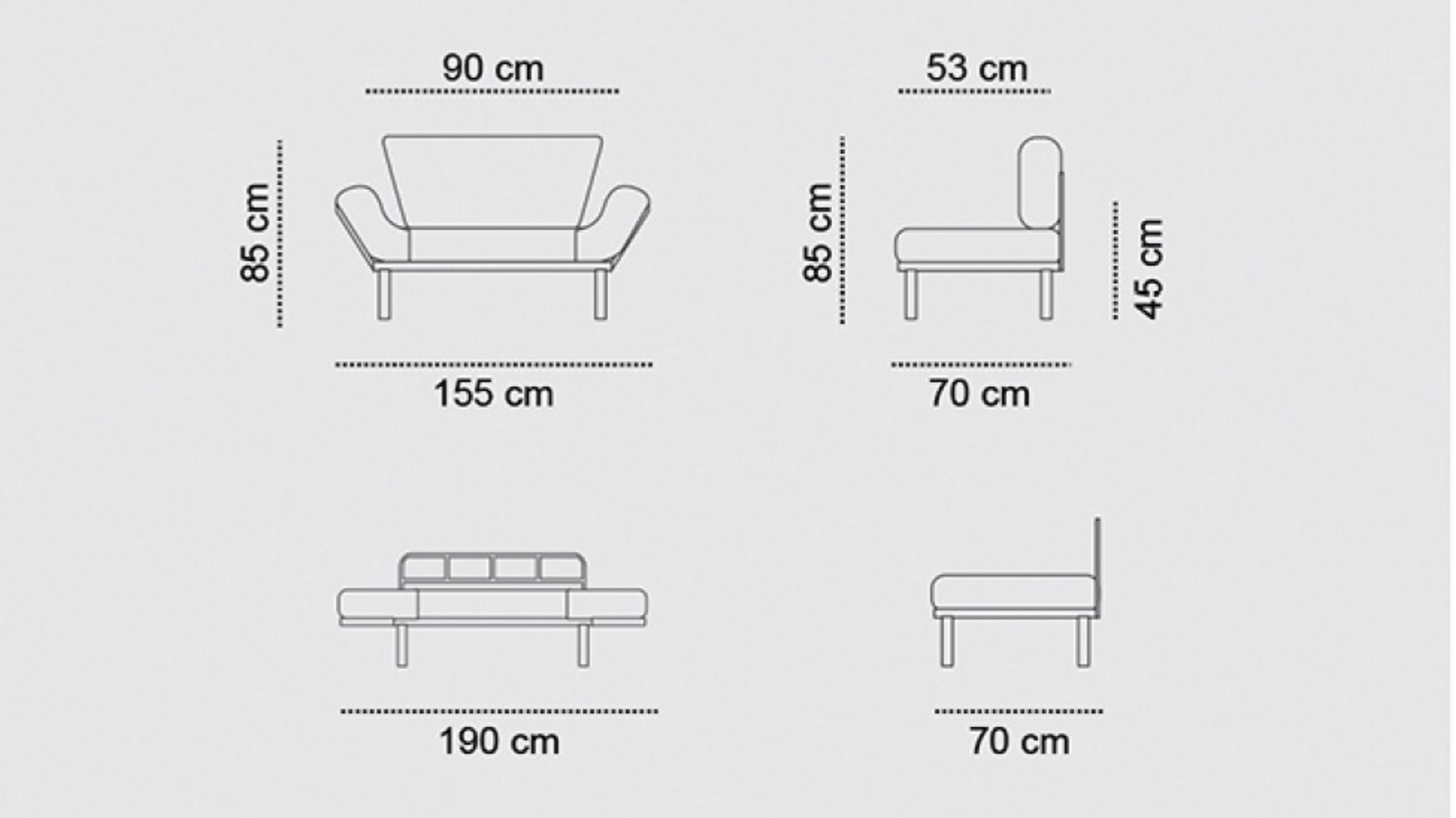 Norda Design 2-personers sovesofa til haven Nitta Outdoor Double 70 x 150 x 85 cm