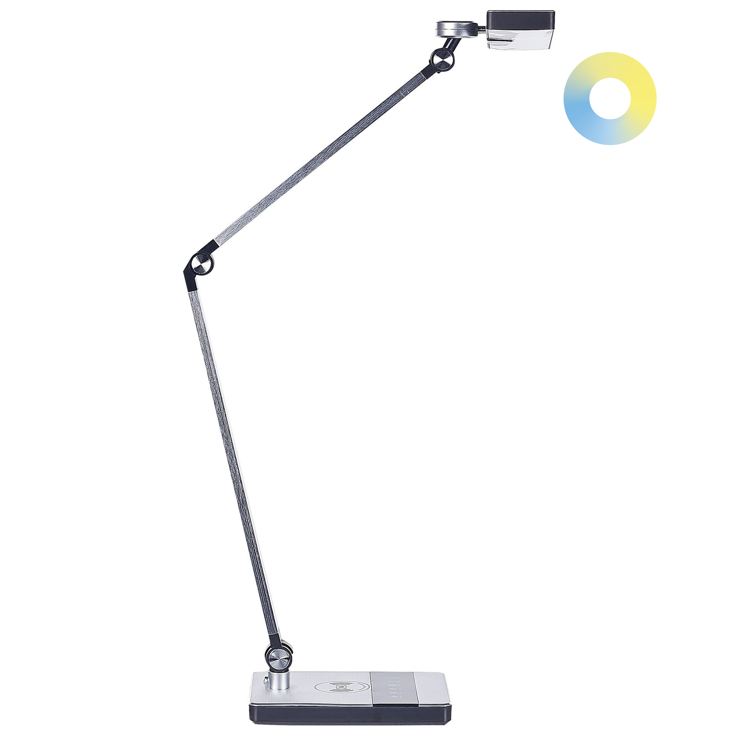 LED skrivebordslampe LACERTA Med trådløs oplader Metal Sølv