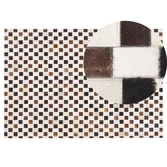 Gulvtæppe KAYABEY Beige 140 x 200 cm Ægte læder