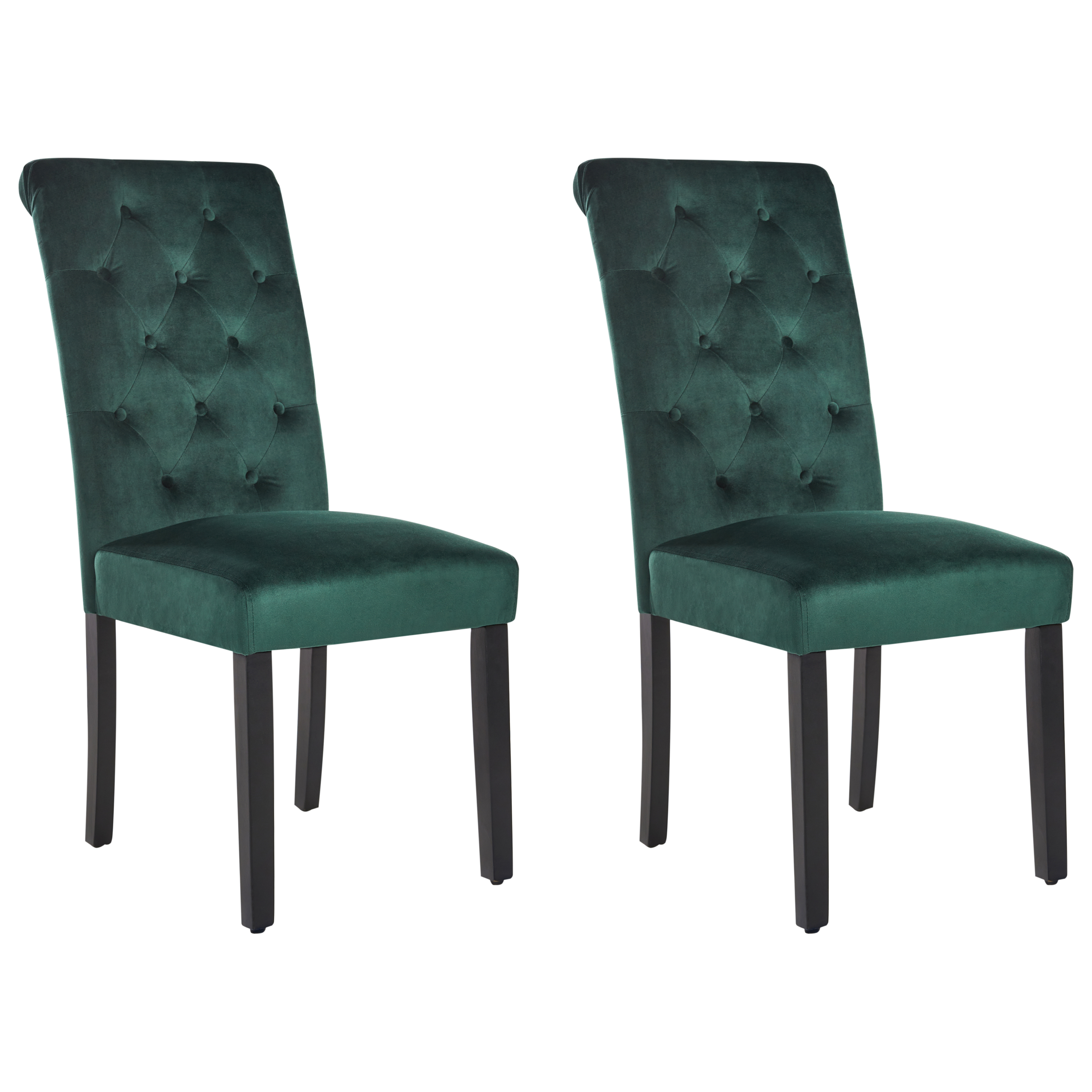 Sæt med 2 spisebordsstole VELVA Velour Mørkegrøn