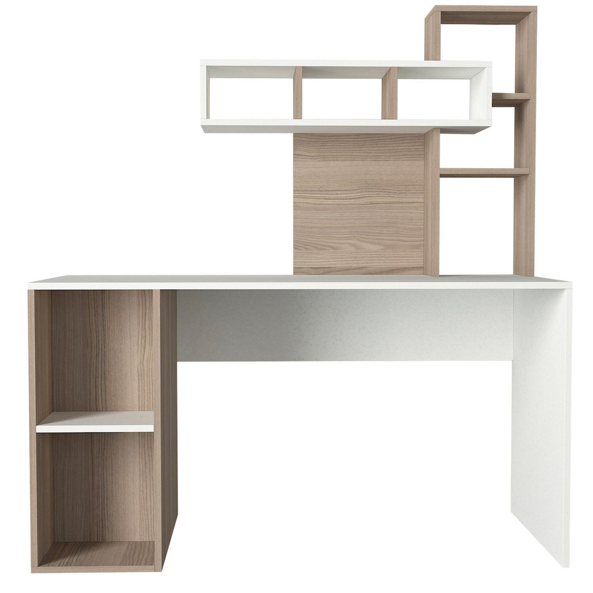 Norda Design Moderne skrivebord med reol, hvid og Cordoba, 140x60 cm | 100% melamin, 18mm tyk | stilfuldt og funktionelt