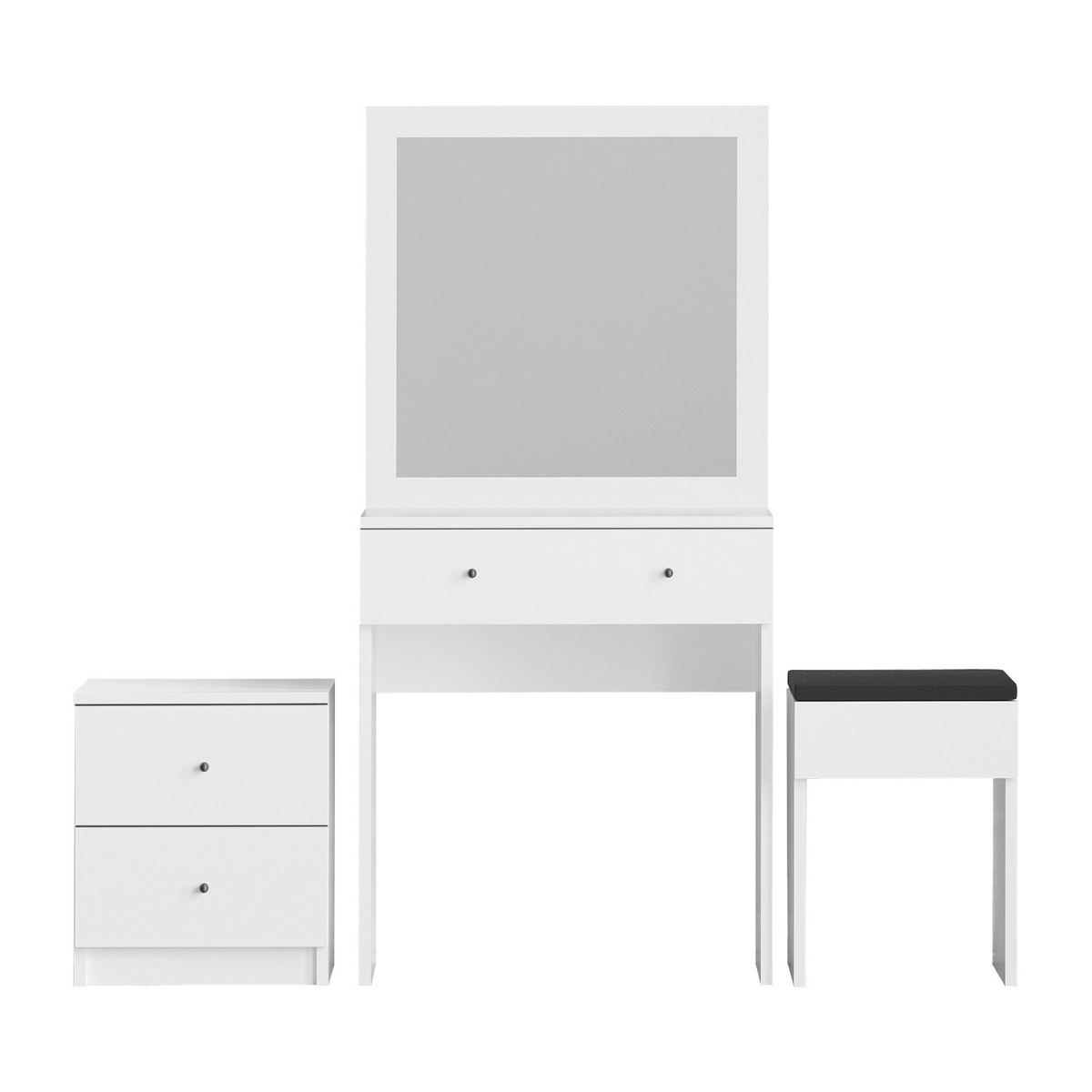 Norda Design Moderne hvid sminkebord med spejl, 100% melaminbelagt, 65x139x35 cm | vægmonterbar design
