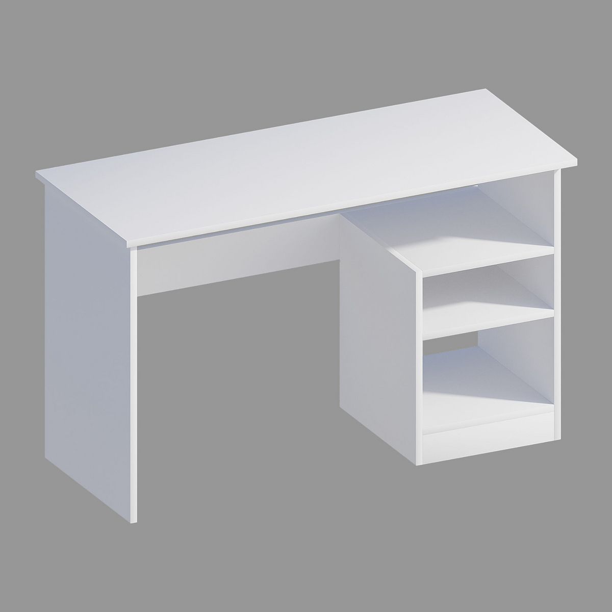 Norda Design Moderne skrivebord med vægmonterede hylder, hvid, 120x74x50 cm | 100% melaminbelagt, 18 mm tyk