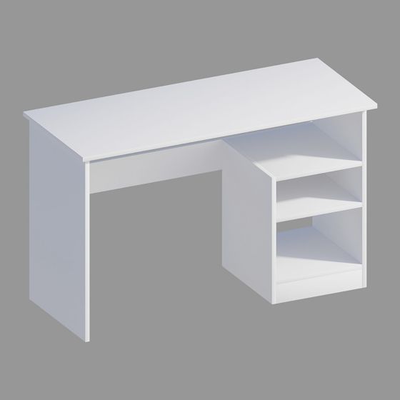 Norda Design Moderne skrivebord med vægmonterede hylder, hvid, 120x74x50 cm | 100% melaminbelagt, 18 mm tyk