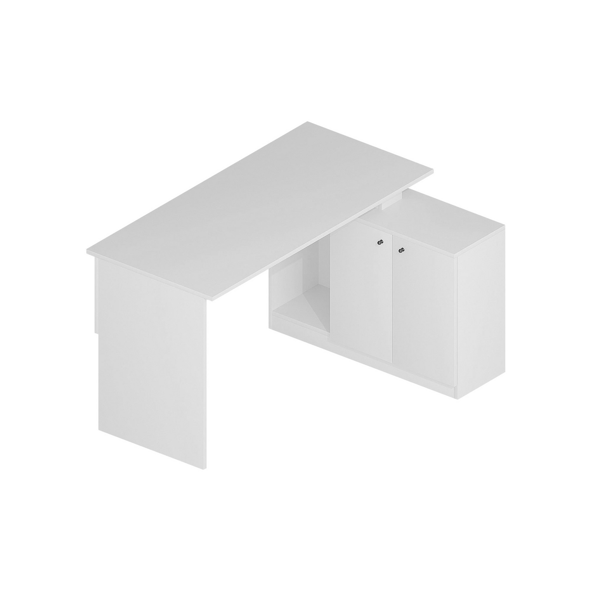 Norda Design Moderne hvid skrivebord med vægmonterbar sidehylde, 130x74x60 cm | 100% melamin, 18 mm tyk