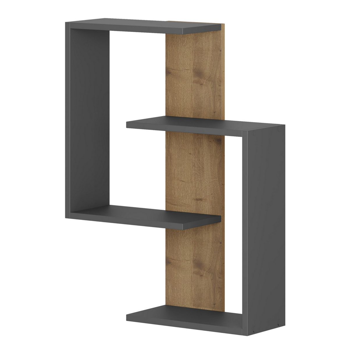 Norda Design Moderne væghylde, antracit og eg, 64 x 85 x 22 cm | 100% melaminbelagt, 18 mm tyk | stilfuldt og funktionelt