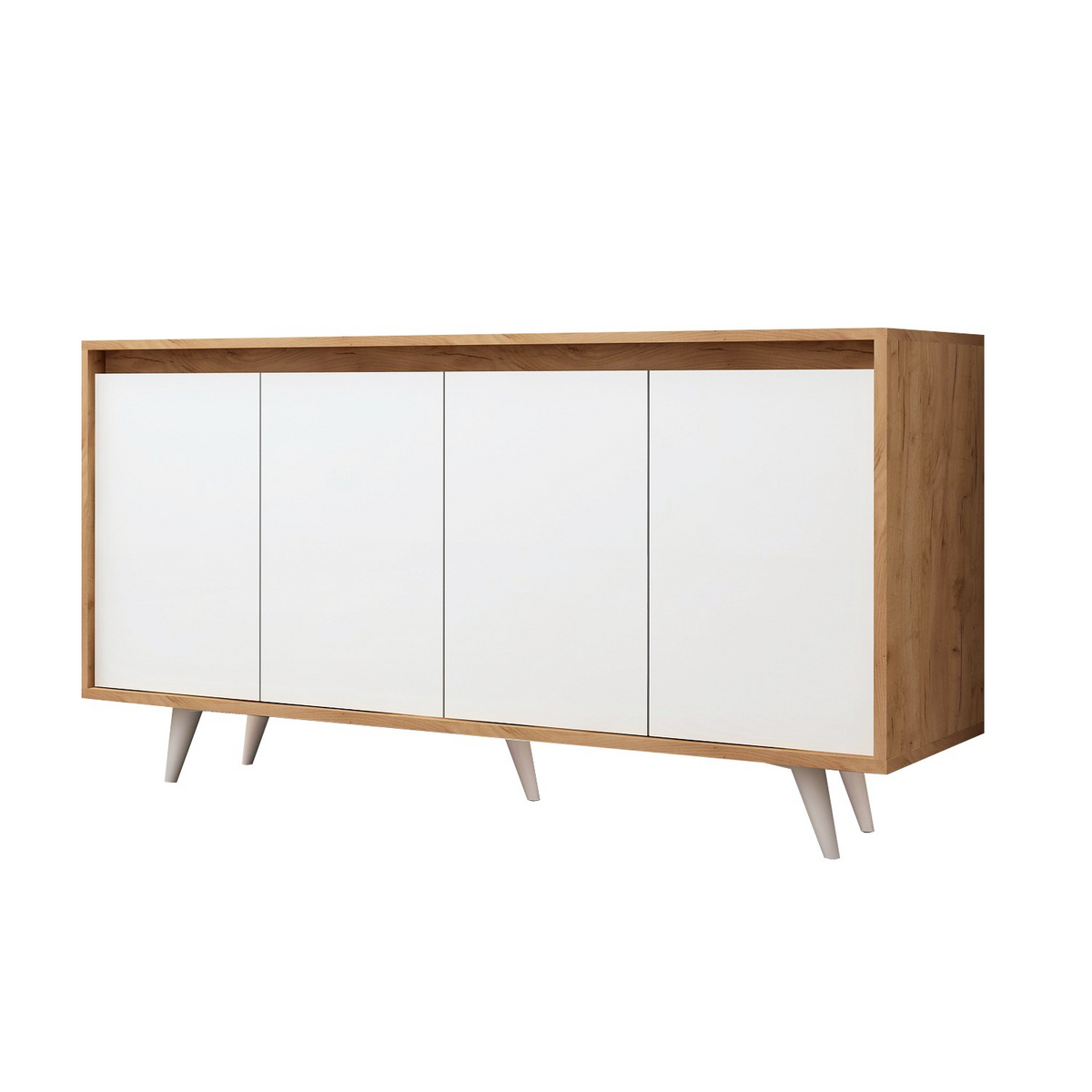 Norda Design Moderne konsolbord, eg og hvid, 140 cm | 100% melaminbelagt, 18 mm tyk, vægmonterbar, skandinavisk design