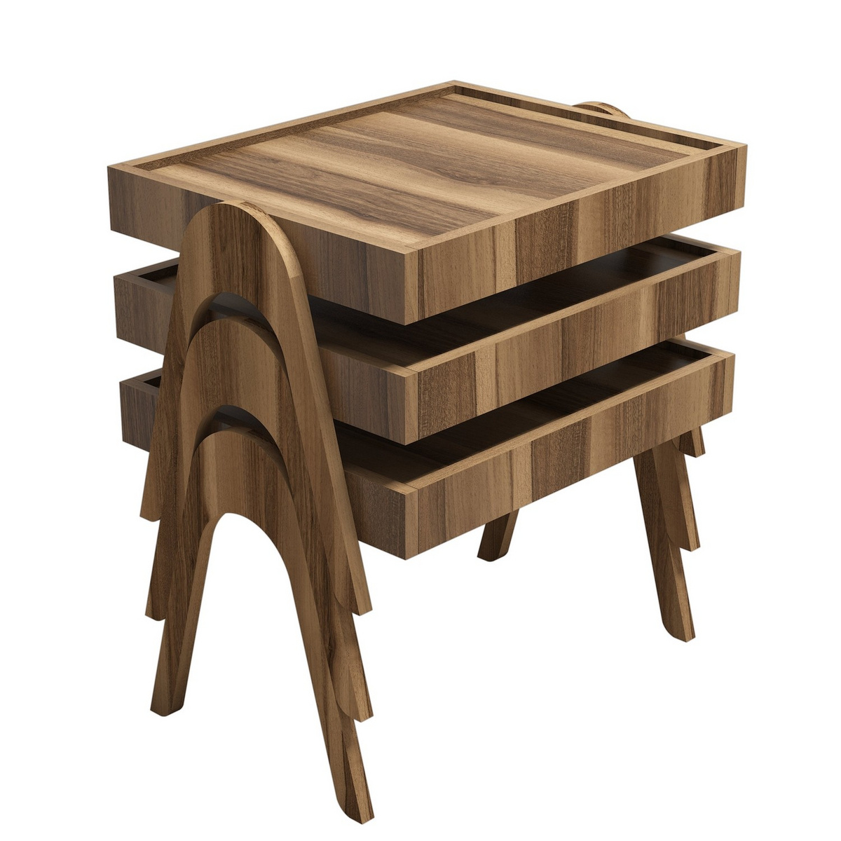 Norda Design Moderne valnød indskudsbordssæt (3 dele), 53.6 cm | 100% melaminbelagt, 18 mm tyk | stilfuldt og funktionelt