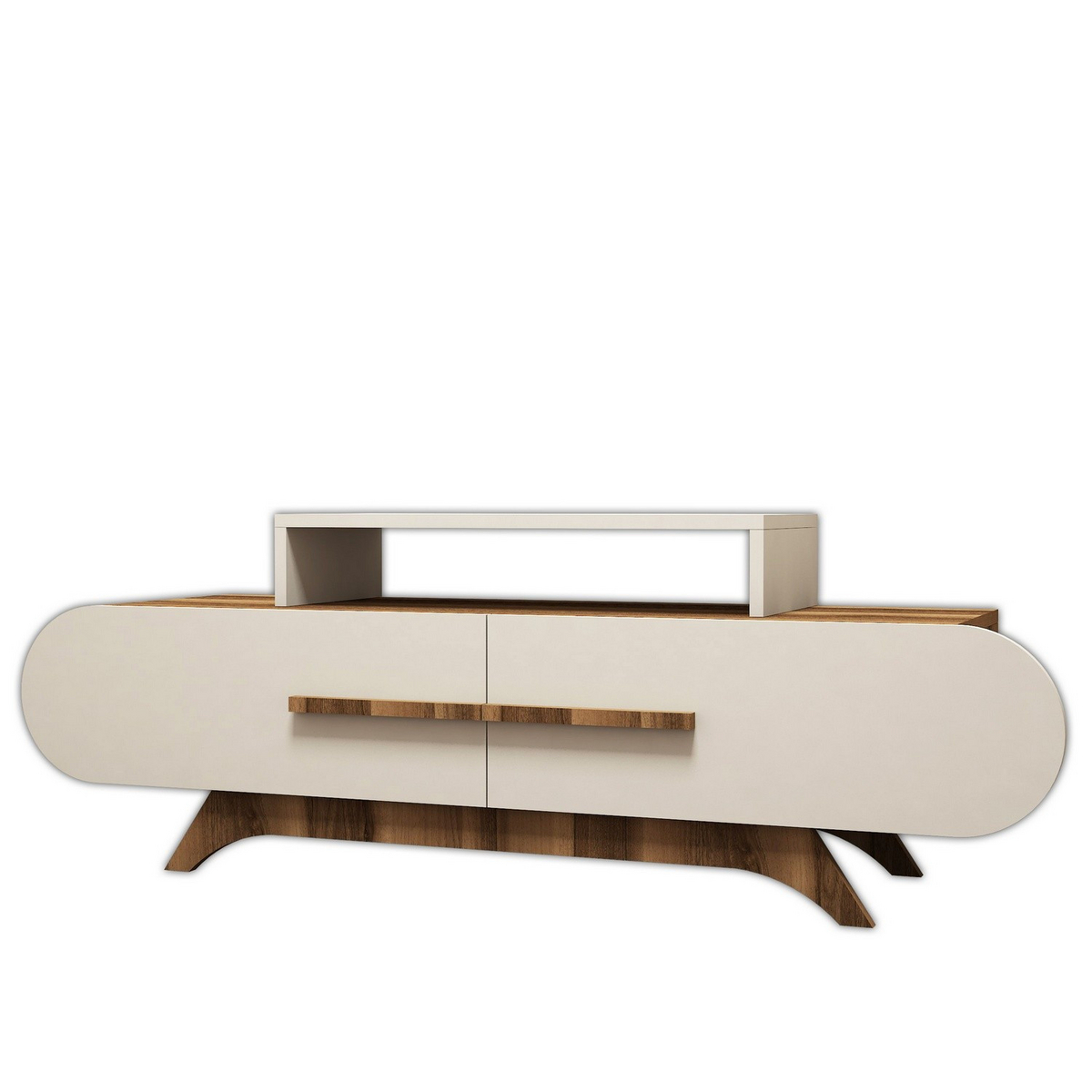 Norda Design Moderne TV-bord, valnød og creme, 145 cm | 100% melaminbelagt, 18 mm tyk | vægmonterbar, stilfuld design
