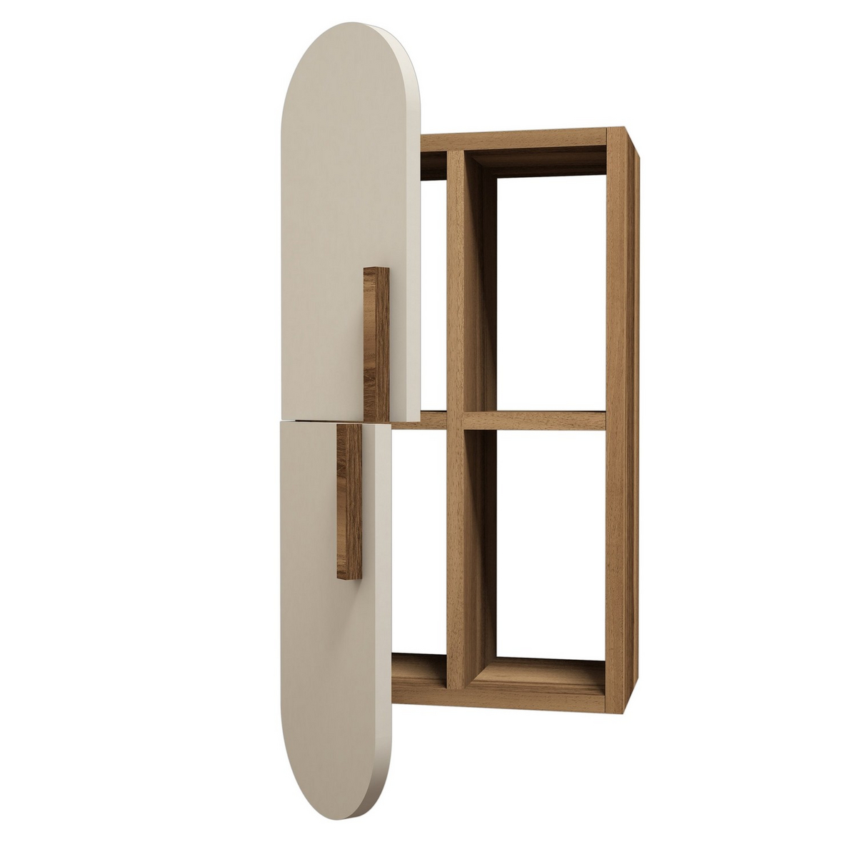 Norda Design Moderne væghylde, valnød og creme, 35x60x22 cm | 100% melaminbelagt, 18 mm tyk | stilfuldt og funktionelt