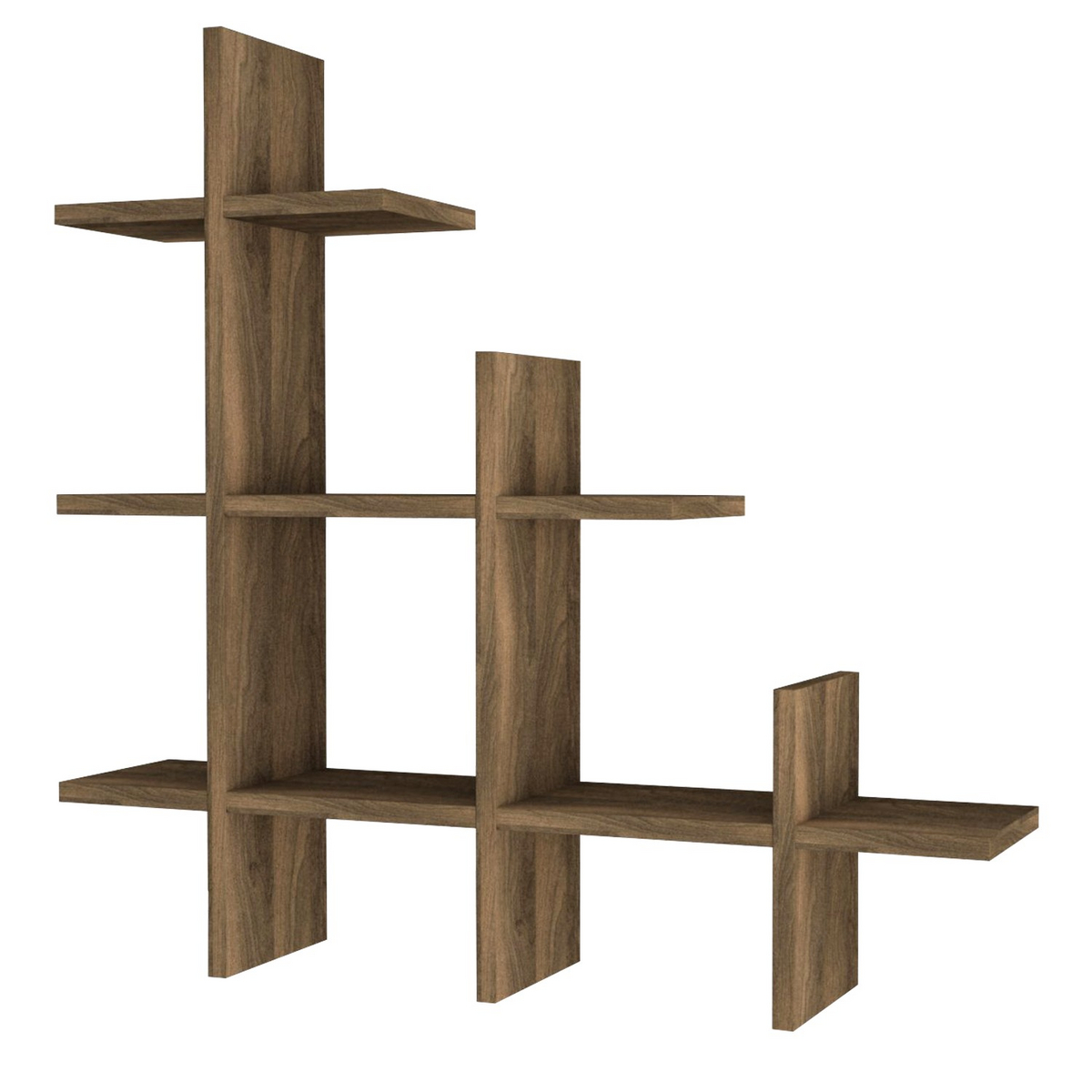 Norda Design Moderne valnød væghylde, 76.4 x 80 x 18 cm | 100% melaminbelagt, 18 mm tyk | stilfuld opbevaringsløsning