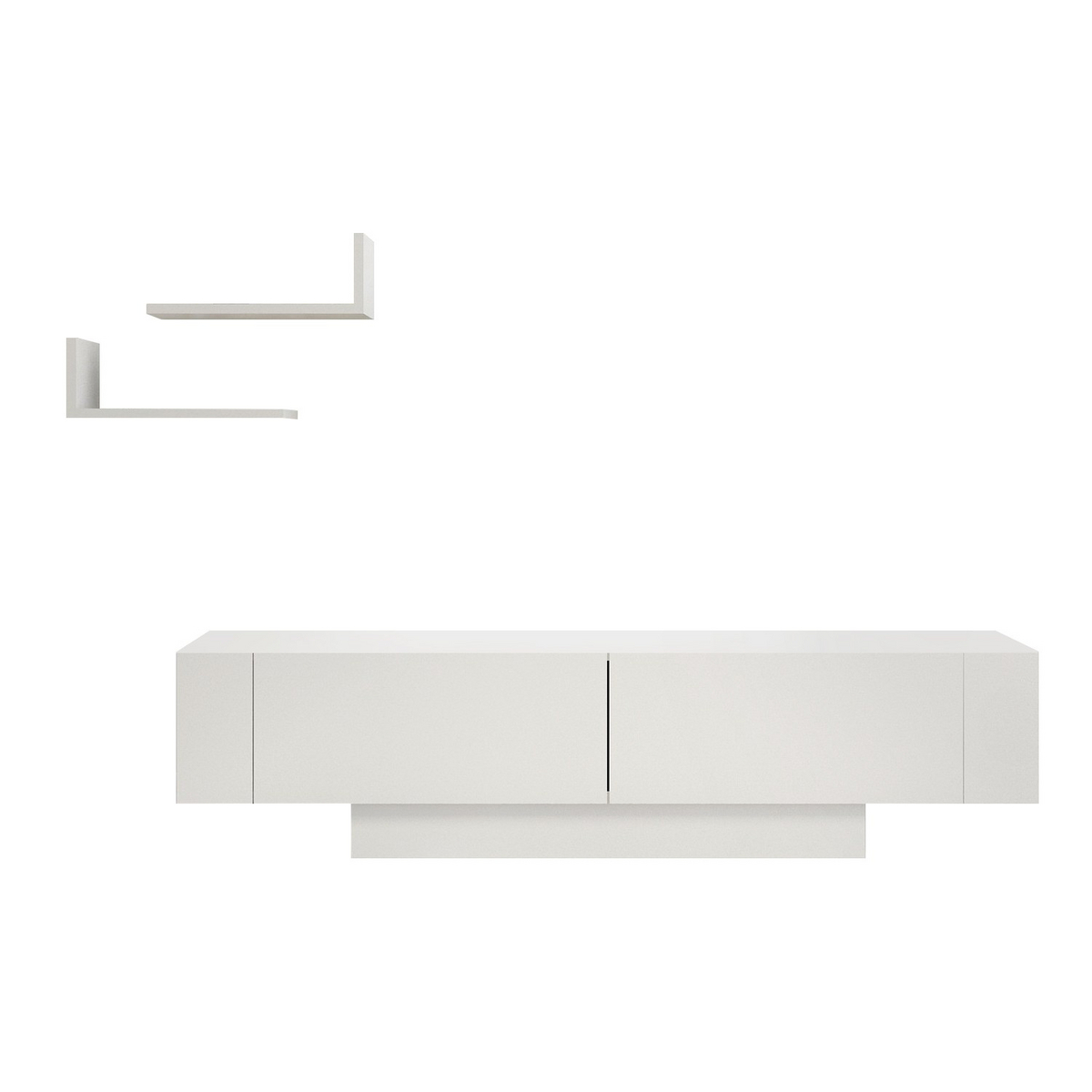 Norda Design Moderne hvid TV-bord med væghylder (2 dele), 150 cm | 100% melaminbelagt, 18 mm tyk | stilfuld og funktionel opbevaring
