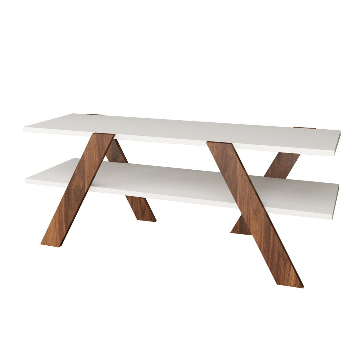 Norda Design Moderne TV-bord, hvid og valnød, 120 cm | 100% melaminbelagt, 18 mm tyk | vægmonterbar design