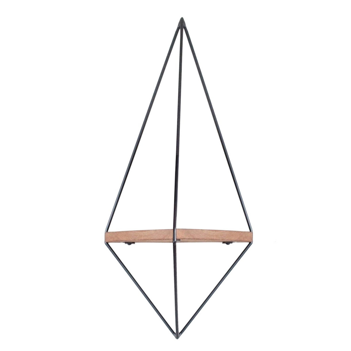 Norda Design Moderne dekorativ træ væghylde, 60 cm, valnød og sort, 100% grantræ og metalramme | stilfuldt industrielt design
