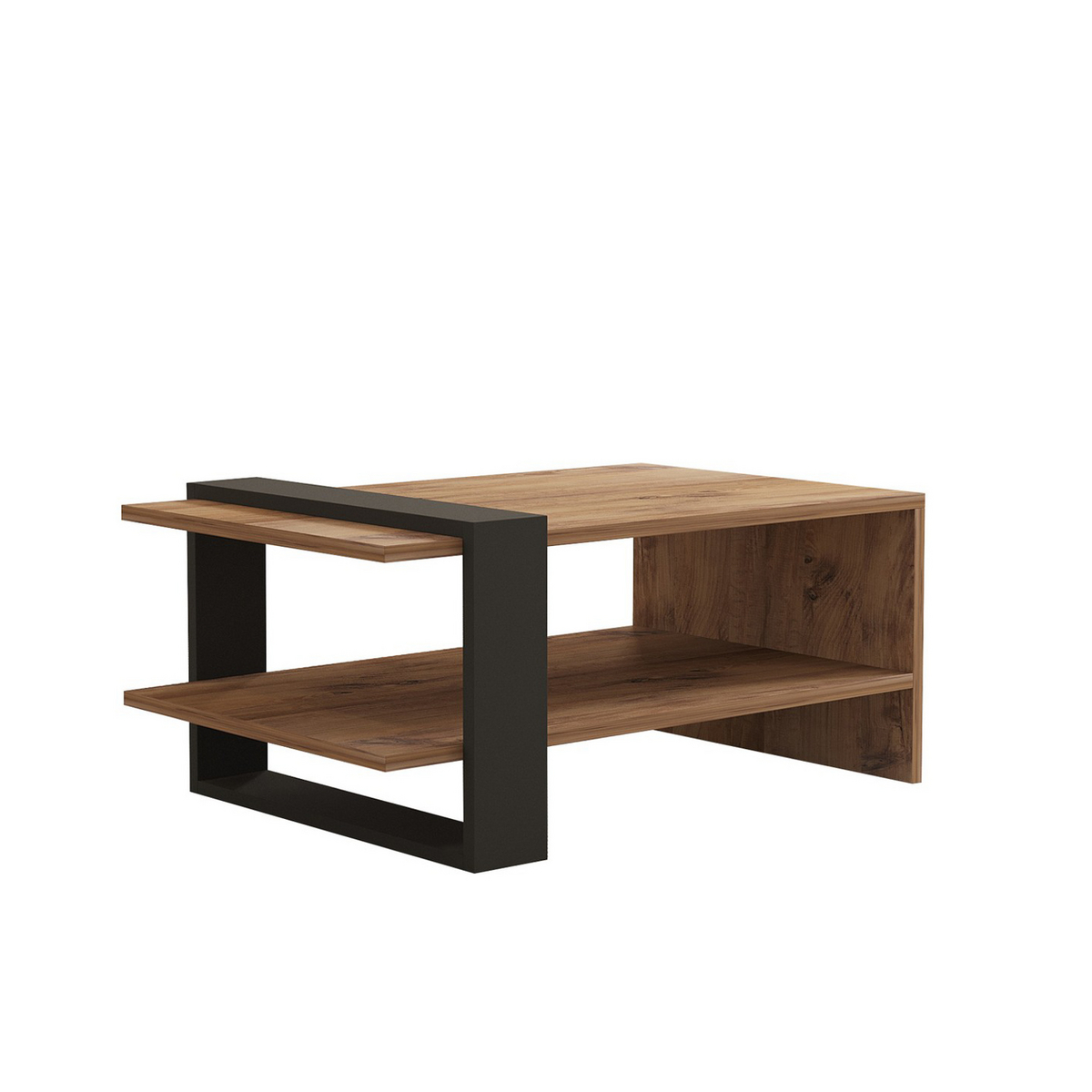 Norda Design Moderne 2-lags sofabord, eg og antracit, 80x35x55 cm | 100% melaminbelagt, 18 mm tyk | stilfuld opbevaring
