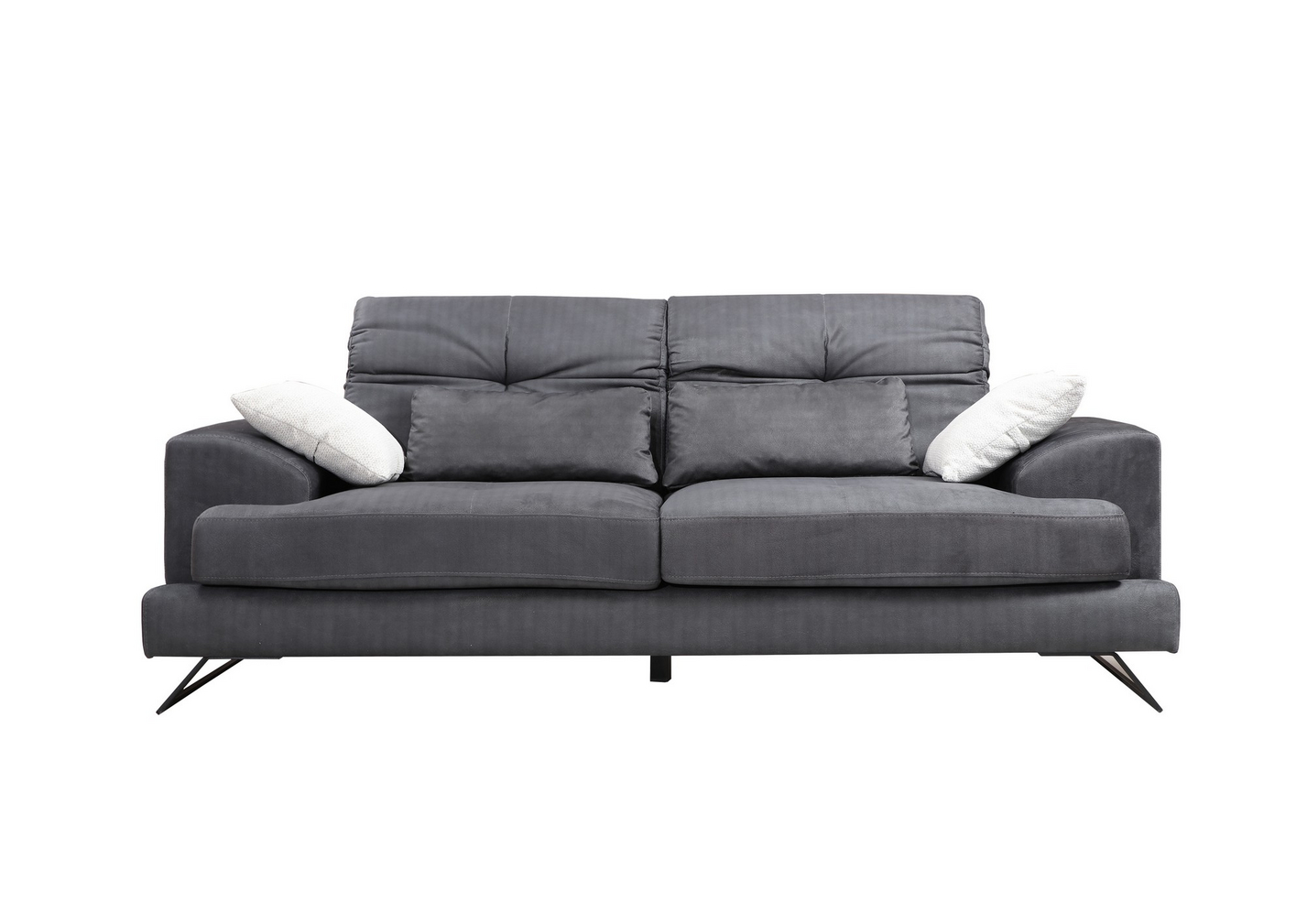 Norda Design Stilfuld 2-personers sofa, antracit, 185 cm | ramme i bøgetræ, justerbart ryglæn, bløde skumhynder