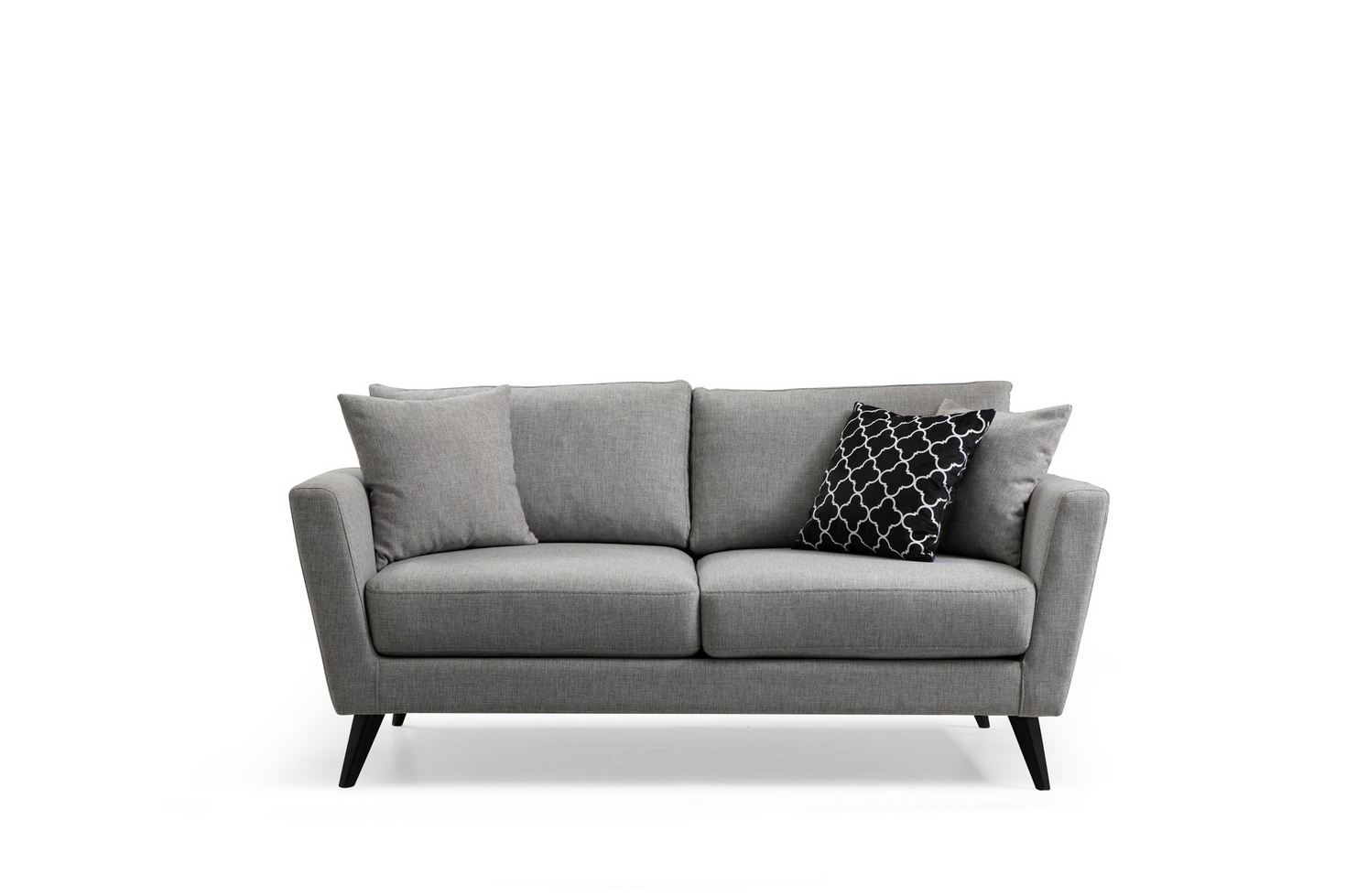 Norda Design Stilfuld 2-personers sofa, grå polyester, 170 cm | ramme i bøgetræ, bløde skumhynder | moderne industrielt design