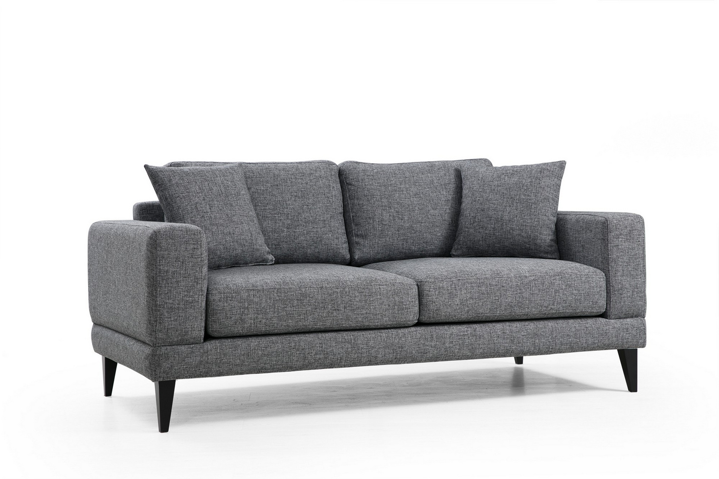Norda Design Stilfuld 2-personers sofa, mørkegrå, 180x90x85 cm | ramme i bøgetræ, 100% polyester, løse hynder