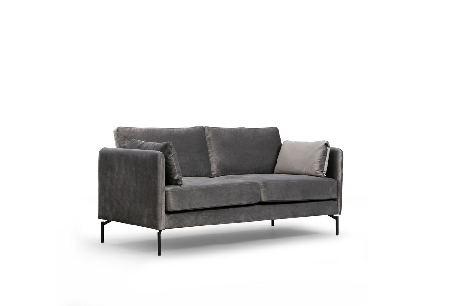 Norda Design Stilfuld 2-personers sofa, grå polyester, 177 x 87 x 90 cm | ramme i bøgetræ, metalben | moderne industrielt design