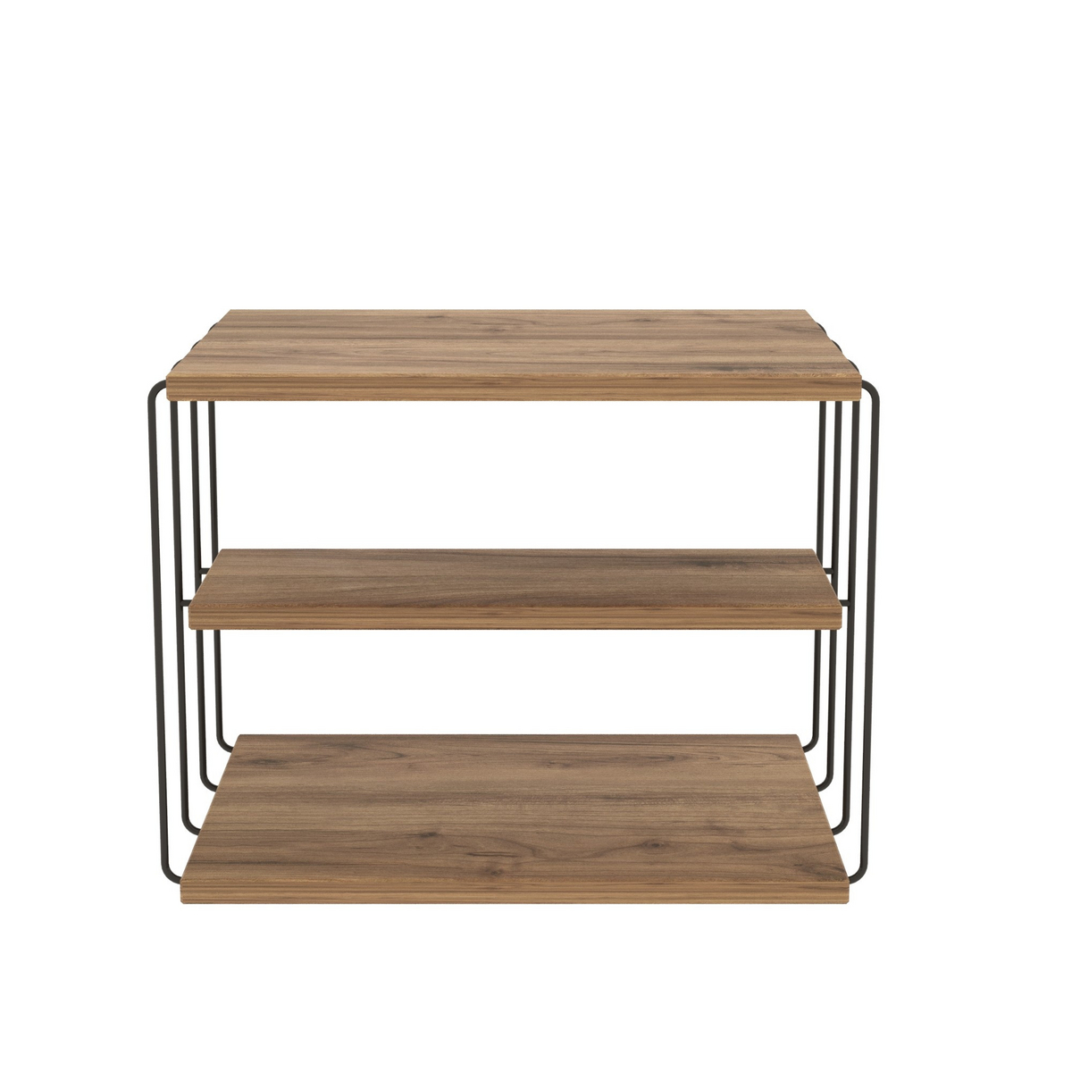 Norda Design Moderne 2-lags sidebord, Atlantic Pine og sort, 50 cm x 33 cm x 40 cm | 100% melamin og metalramme | stilfuldt industrielt design
