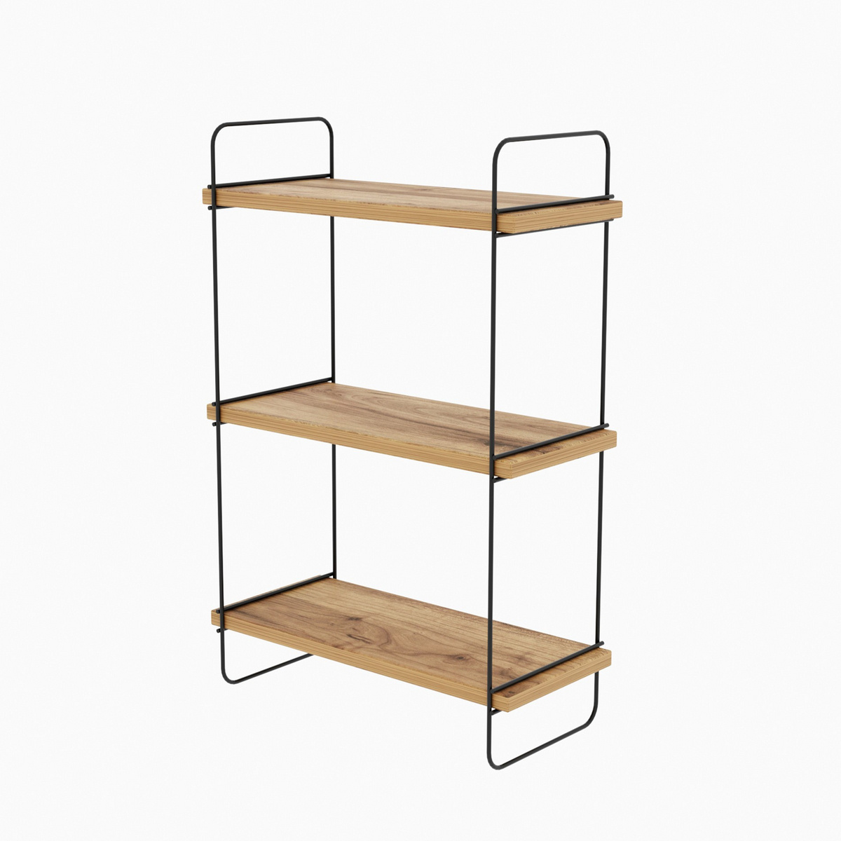 Norda Design Moderne væghylde, Atlantic Pine, 40x66x20 cm | 100% melaminbelagt, metalramme | stilfuldt og funktionelt